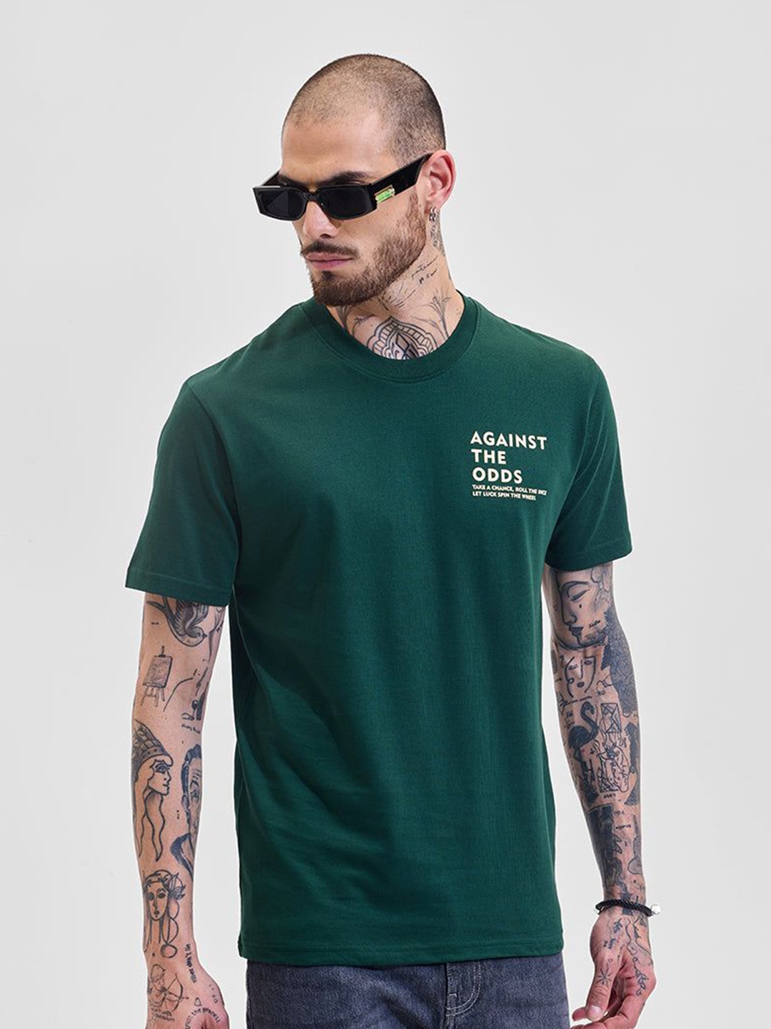 

Snitch Men Printed Slim Fit T-shirt, Green