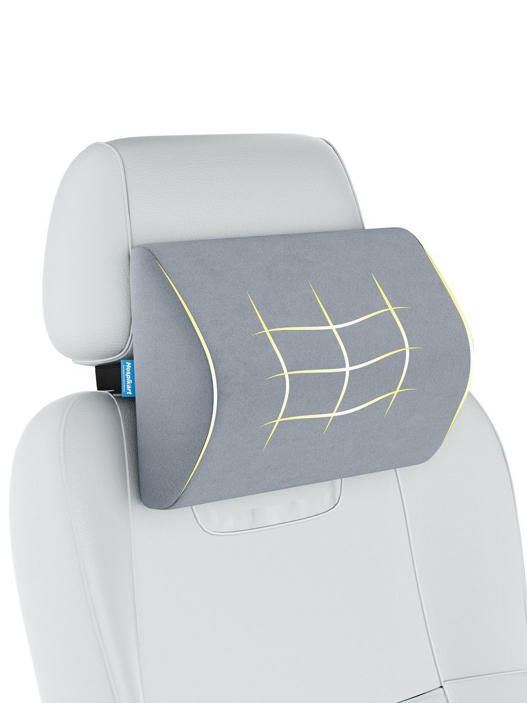 

HOSPIKART Grey 2 Pieces Memory Foam Car Pillow Velvet Cushion