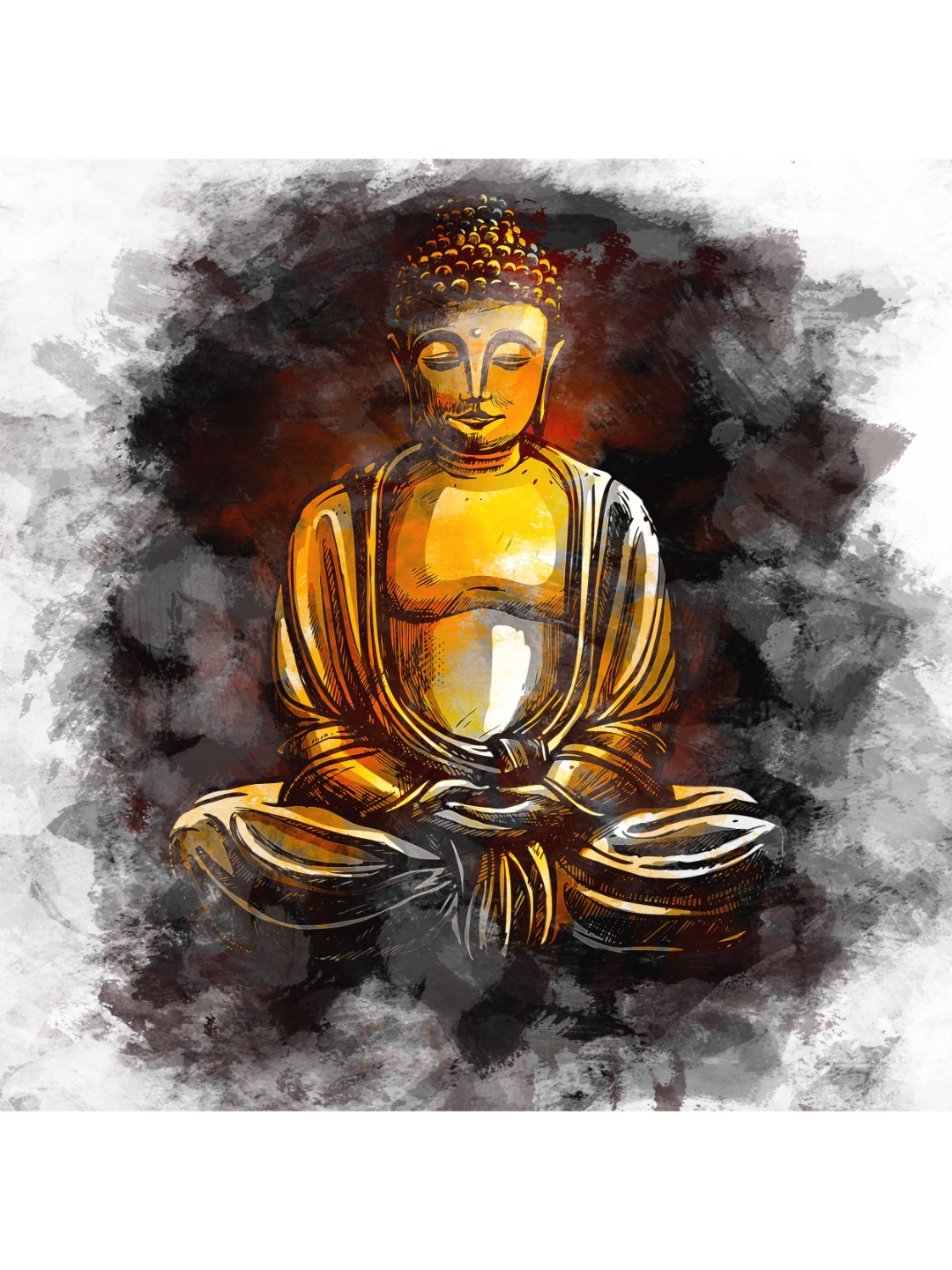 

CVANU Black & White Religious Square Canvas Wall Painting