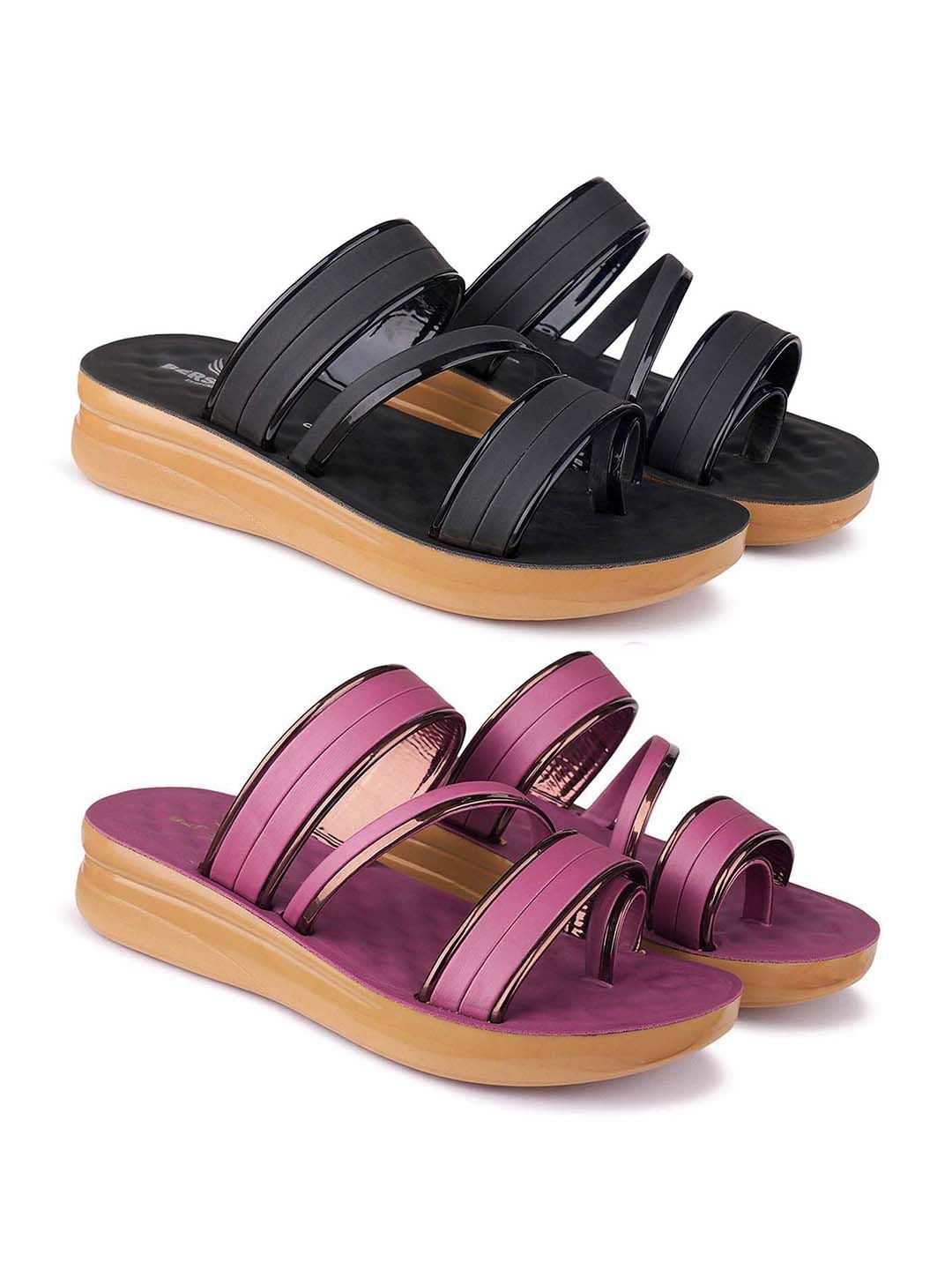 

BERSACHE Women Open Toe Flats, Black