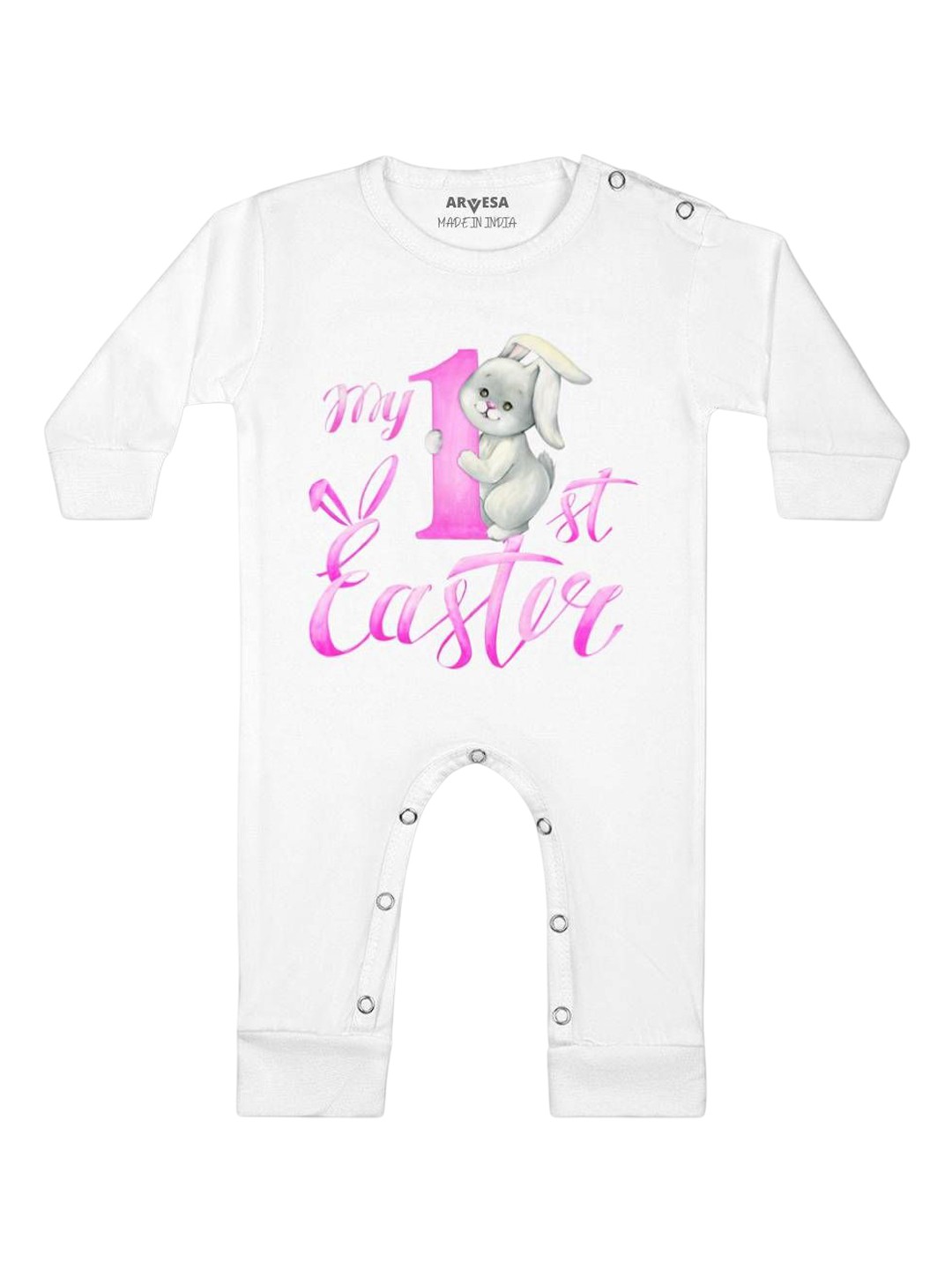 

Arvesa First Easter Printed Baby Romper, White