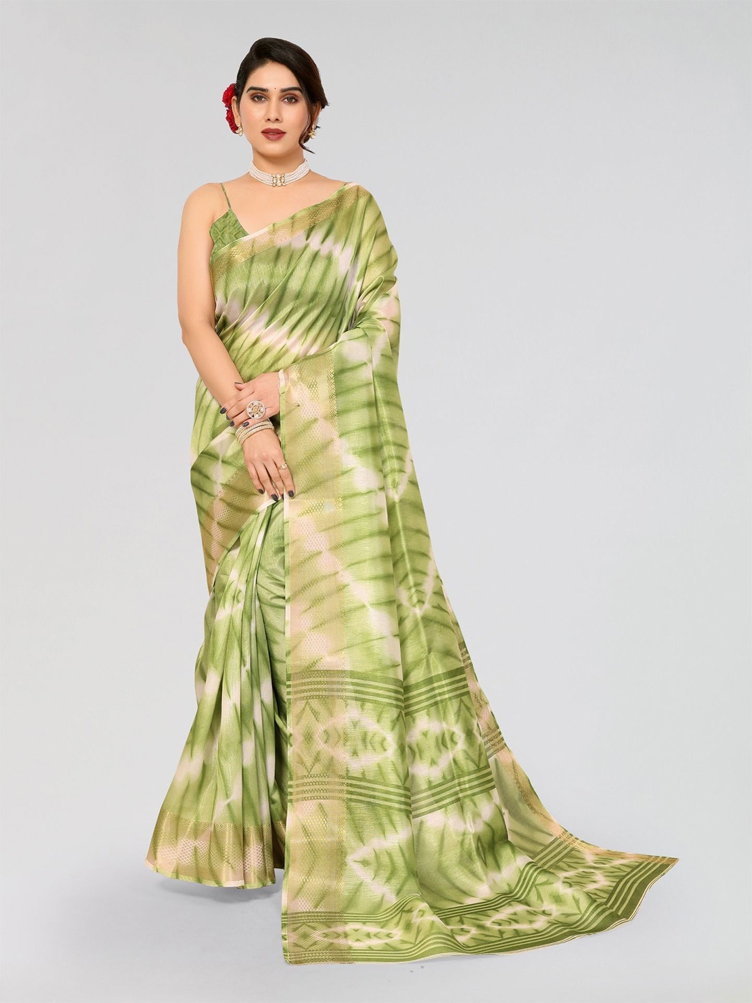 

Moda Rapido Tie and Dye Saree, Green