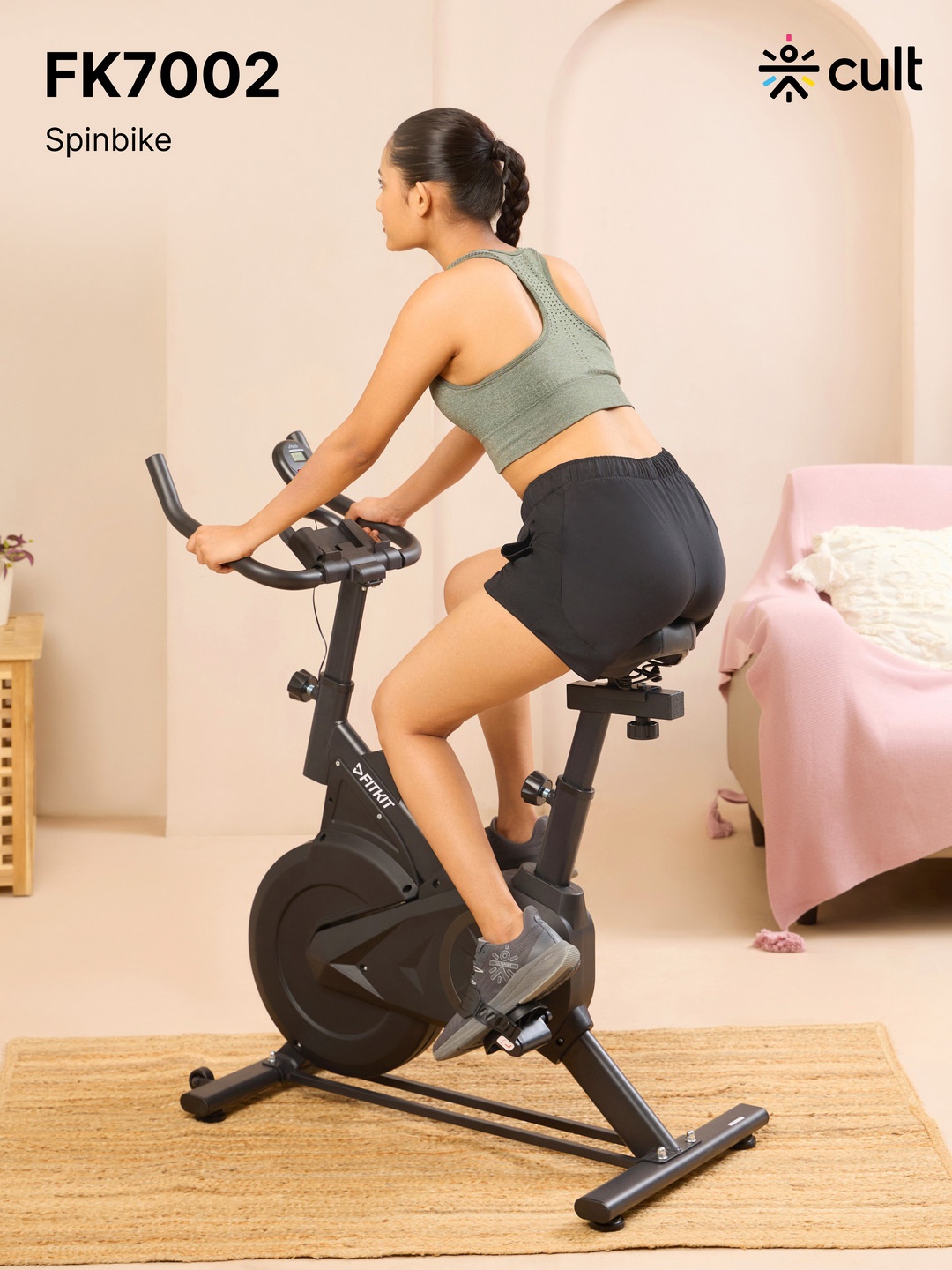 

Fitkit by Cult FK7002 6Kg Flywheel Exercise Bike Max Wt 120 kg with Adjustable Resistance, Black