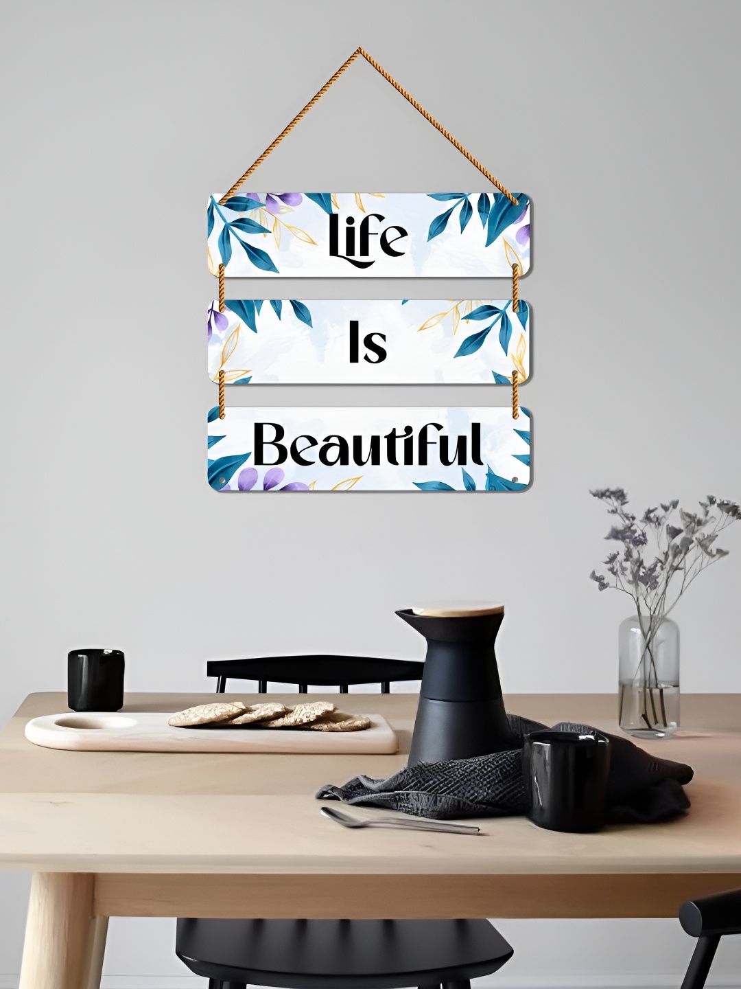 

WallDaddy Teal & White Printed Motivational Decoration Wooden Wall Hanging