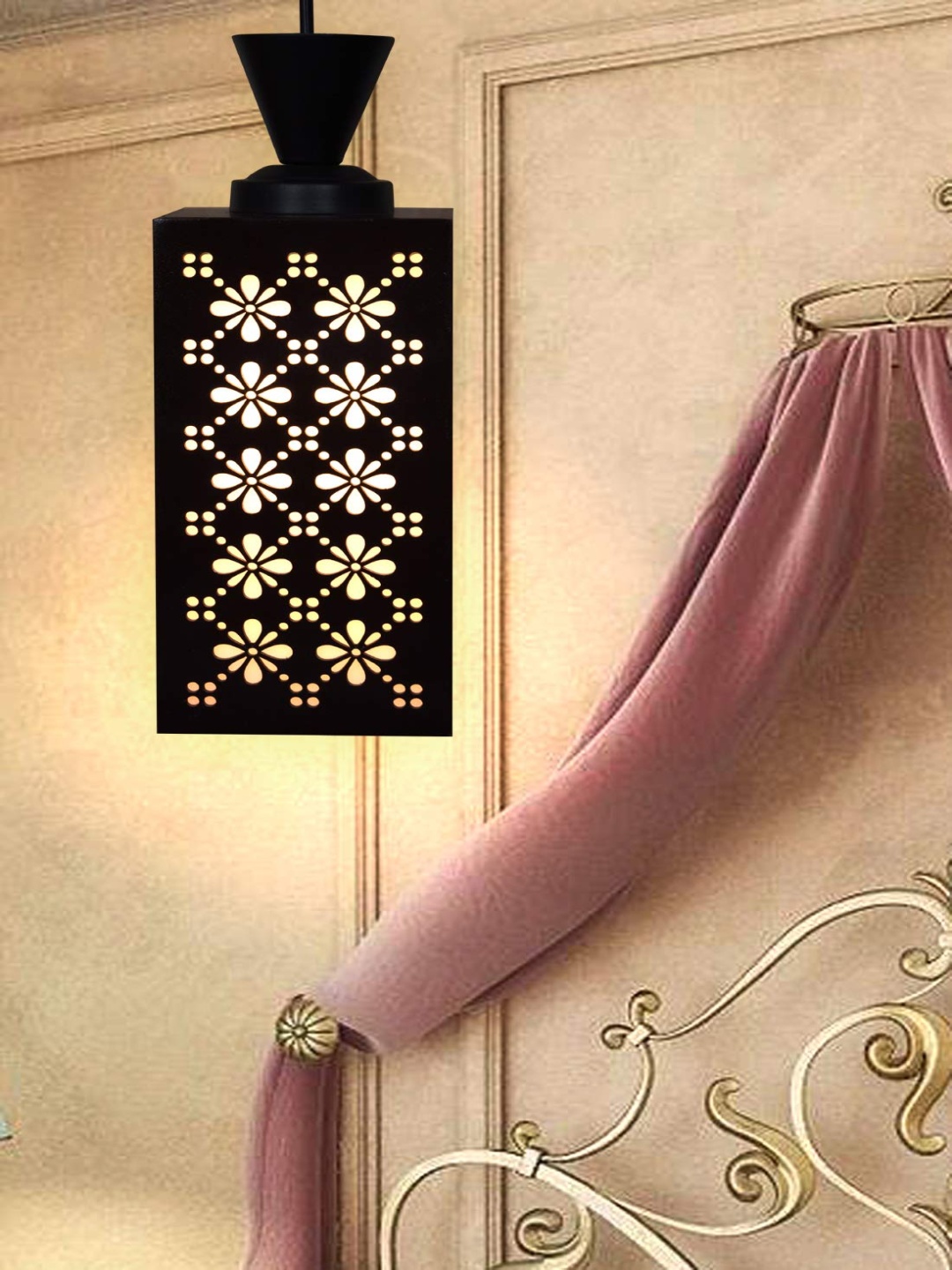 

Gojeeva Black & White Textured Wood Square Shaped Wall Lamp
