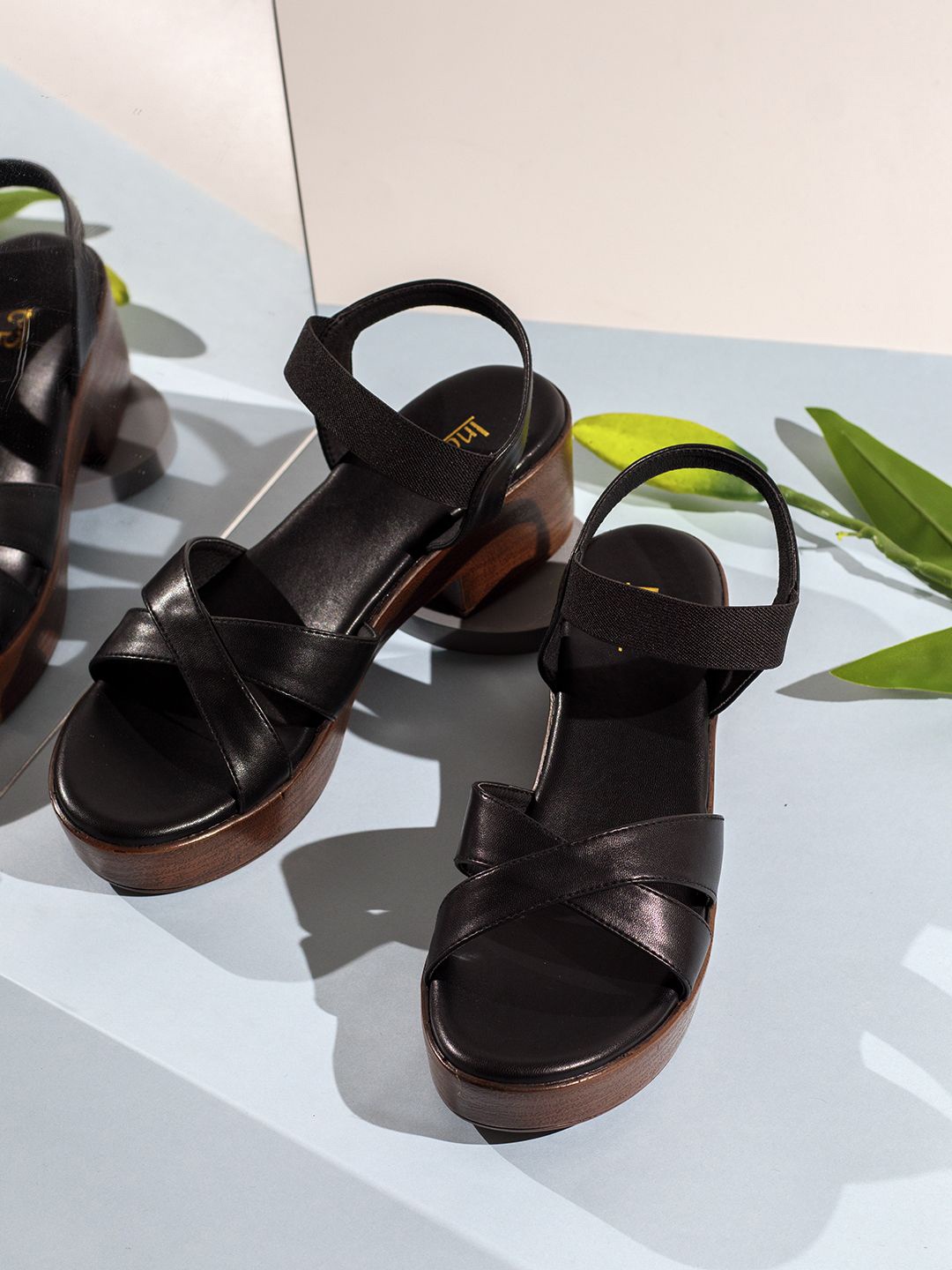 

Inc 5 Striped Party Block Sandals with Bows, Black