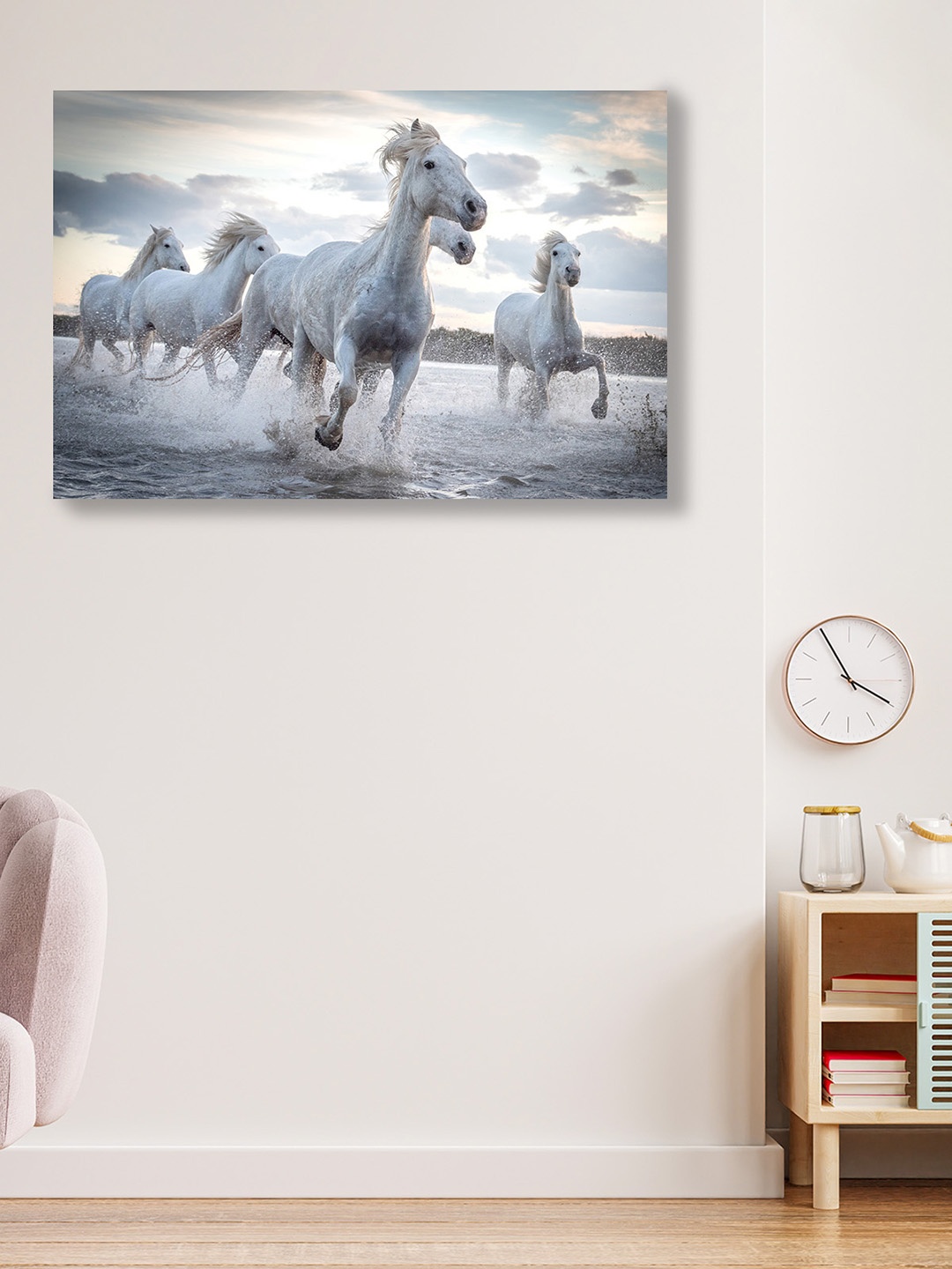 

CVANU White & Beige Canvas Animal Painting Wall Art