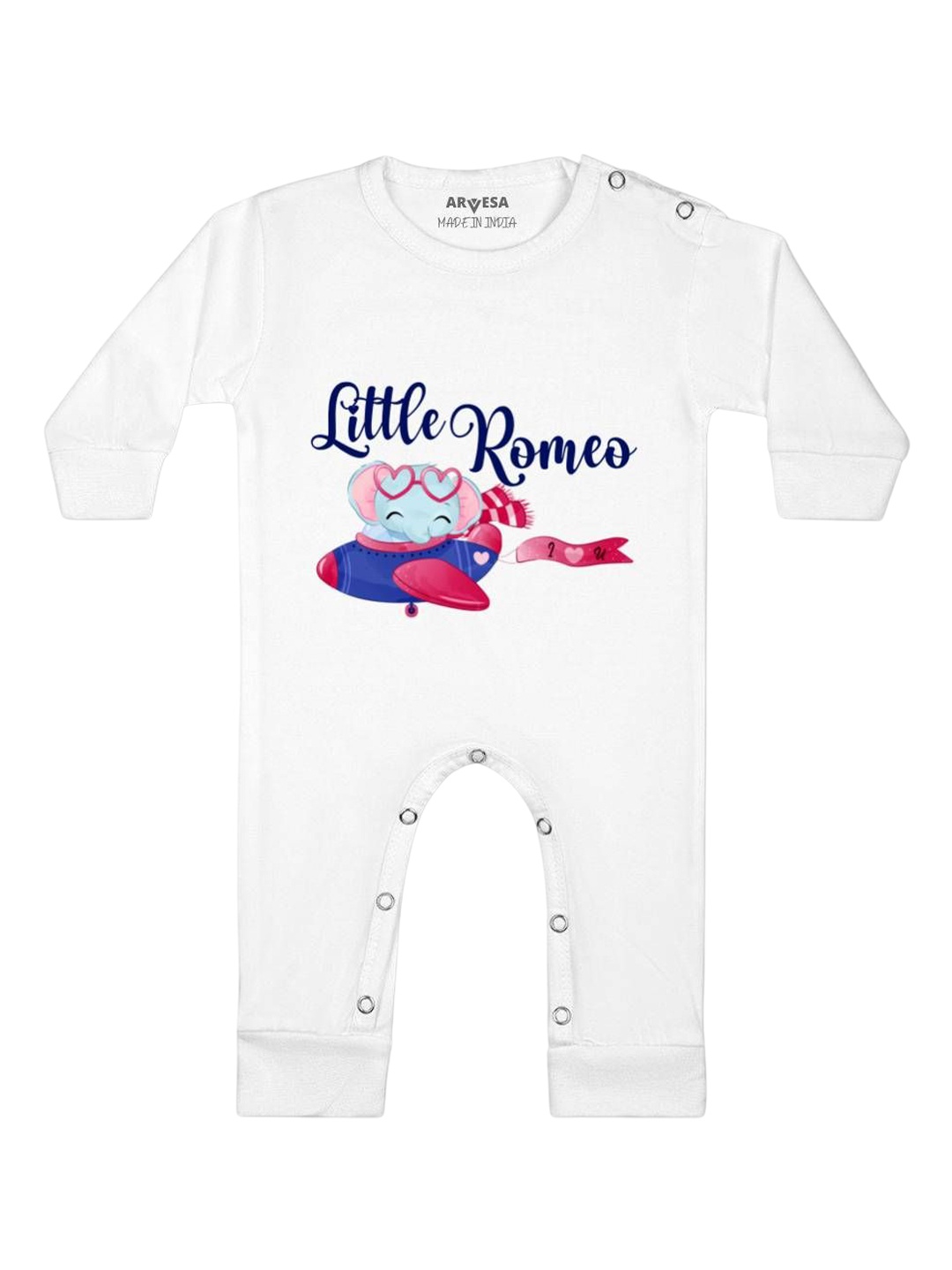 

Arvesa Little Romeo Printed Baby Romper, White