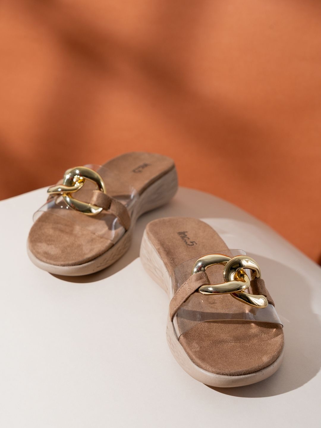 

Inc 5 Women Open Toe Flats with Buckles, Beige