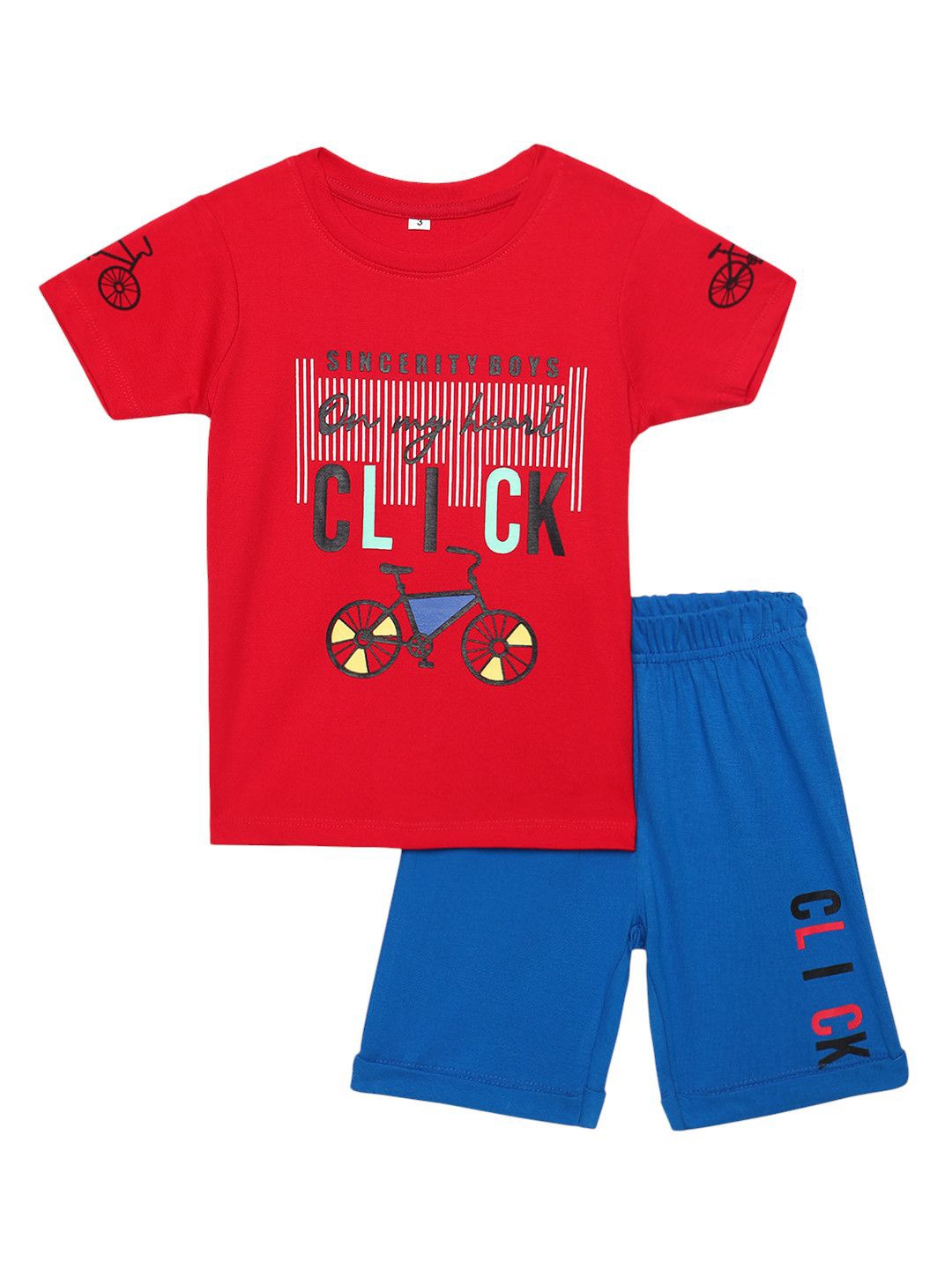 

YK Boys Printed Pure Cotton T-shirt with Shorts, Red