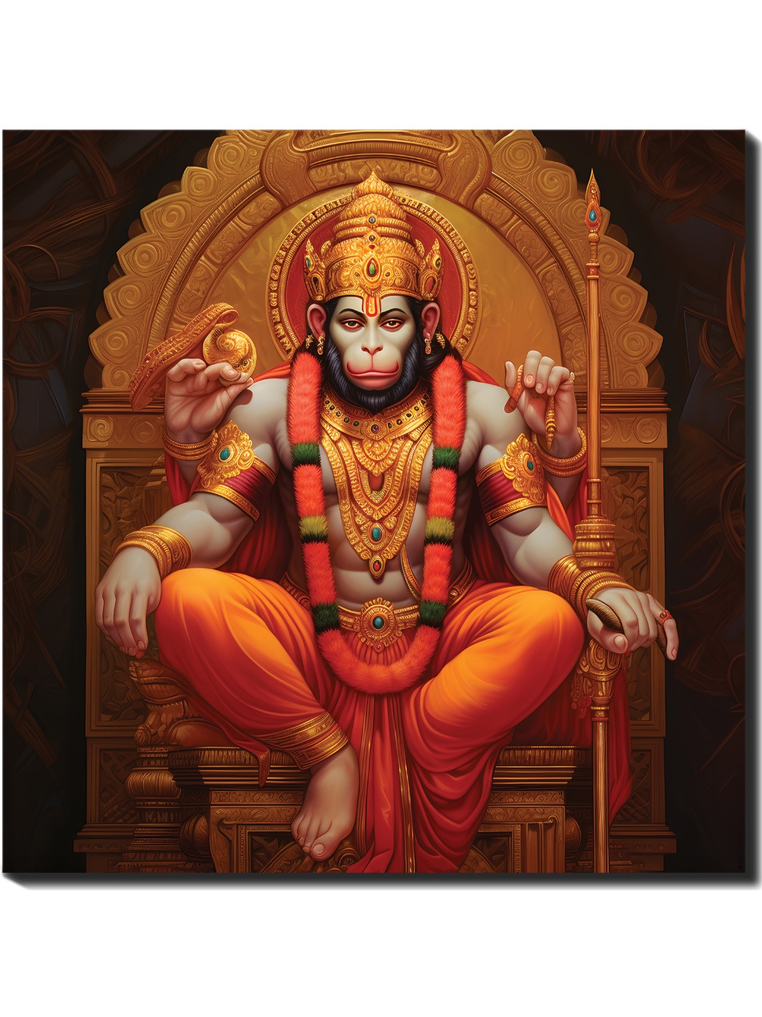 

CVANU Orange& Gold-Tone Religious Canvas Wall Paintings