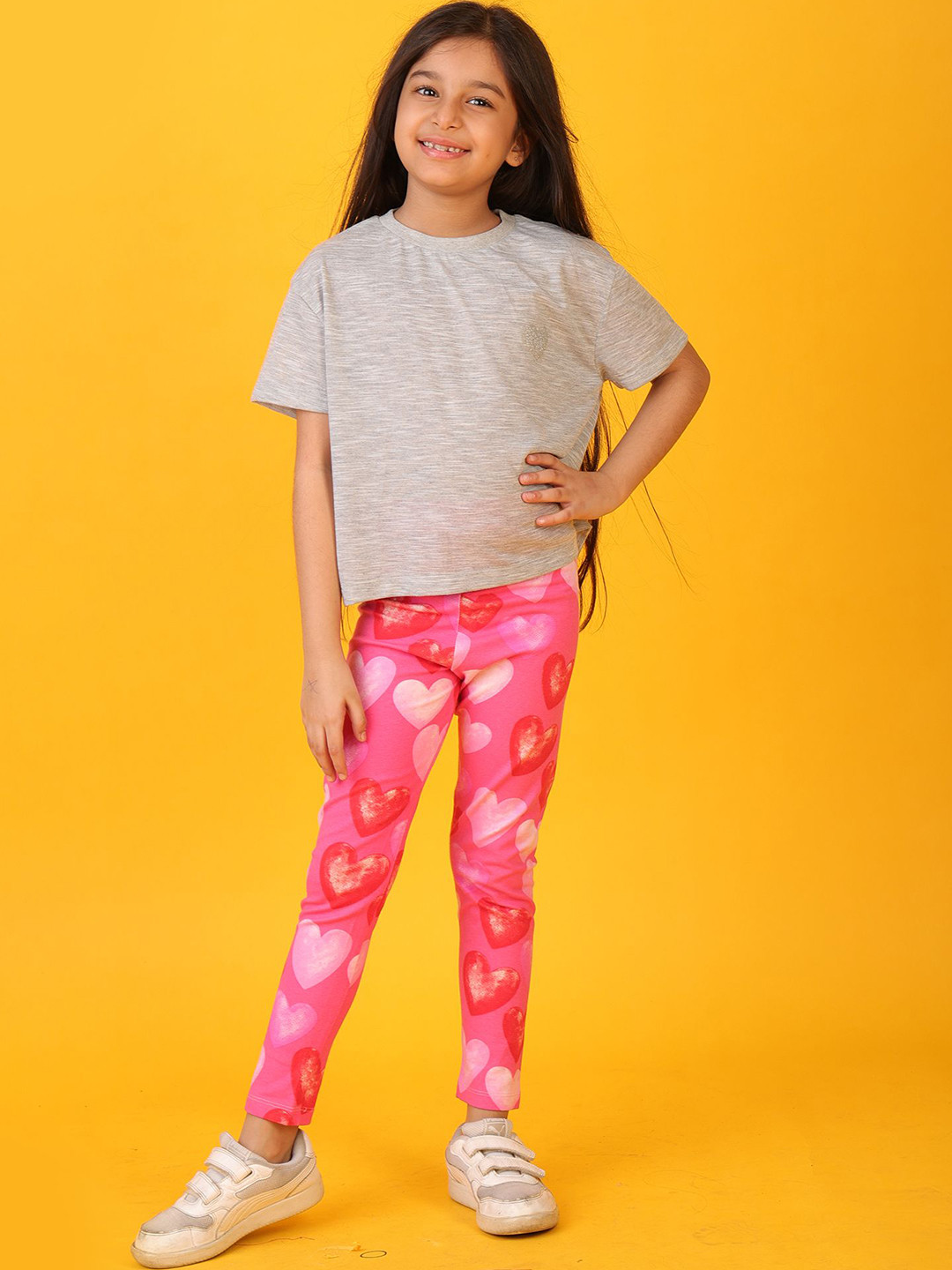 

Anthrilo Girls Round Neck T-shirt with Leggings, Grey