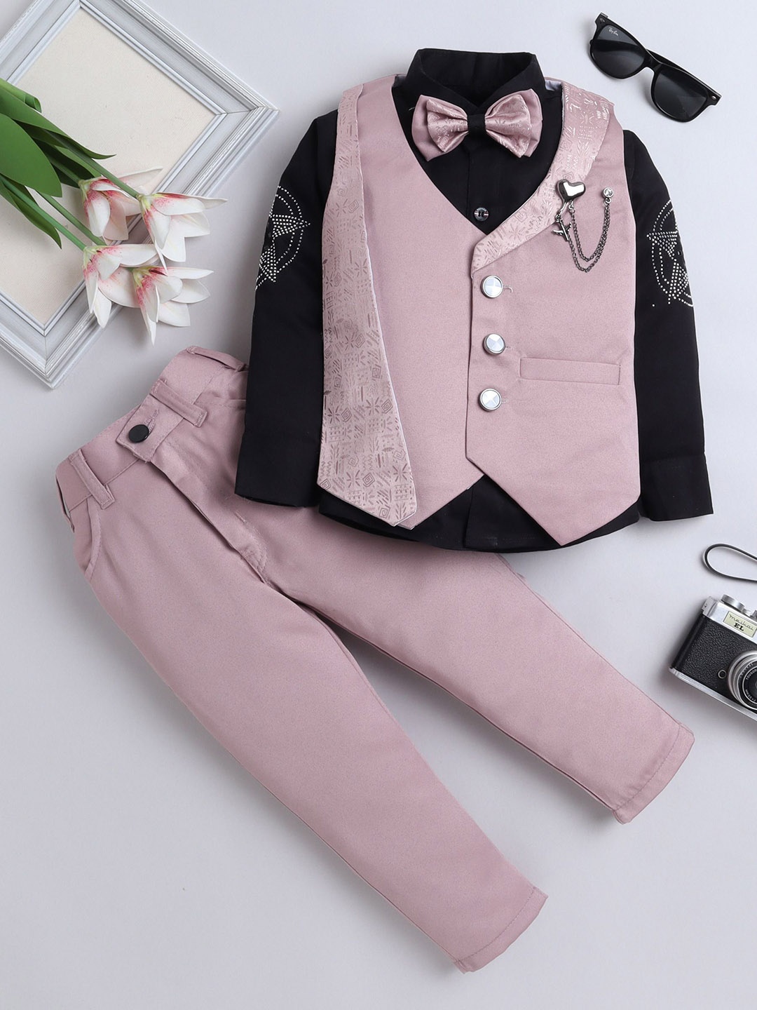 

BAESD Boys Printed 3-Piece Suit, Pink