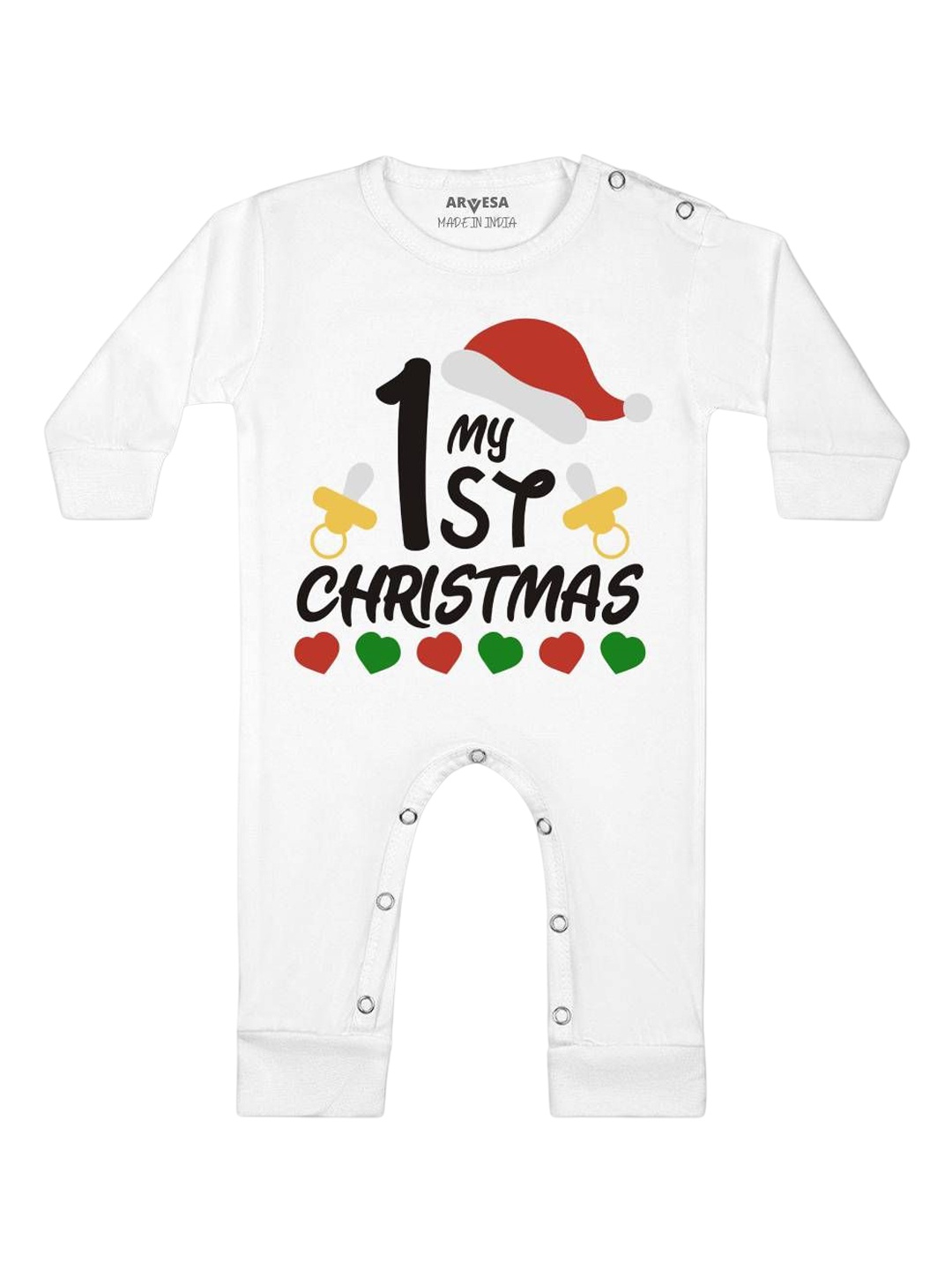 

Arvesa First Christmas Printed Baby Romper, White