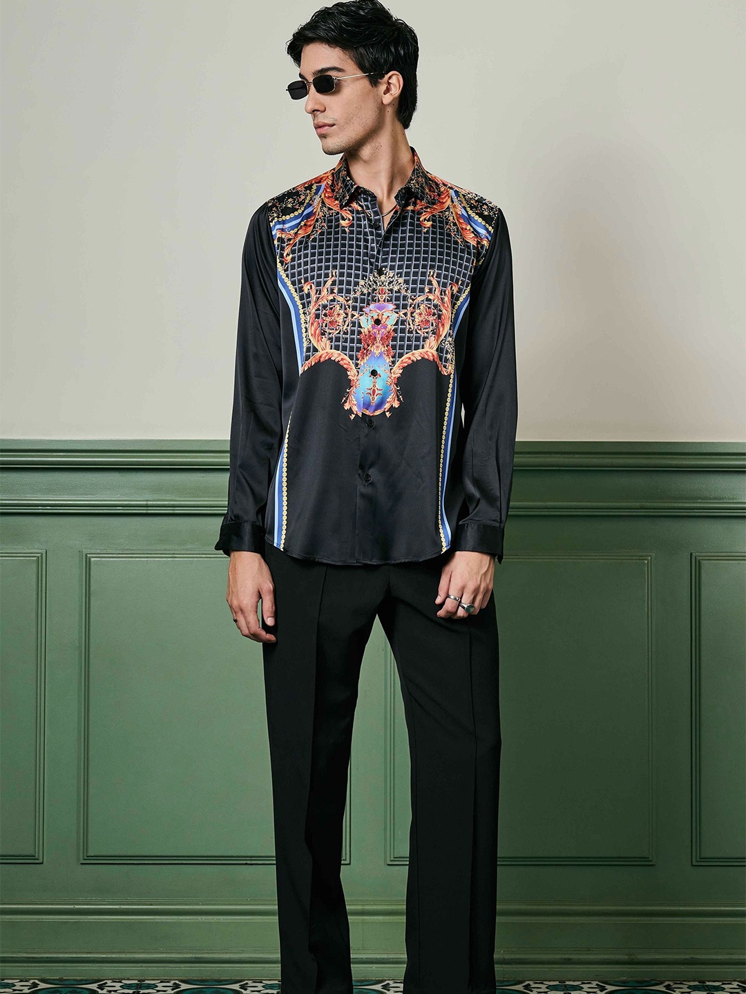 

ASUKA Men Floral Opaque Printed Casual Shirt, Black
