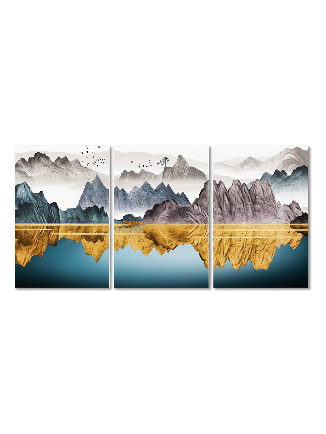

CVANU Blue& Grey 3-Pcs Canvas Wall Paintings