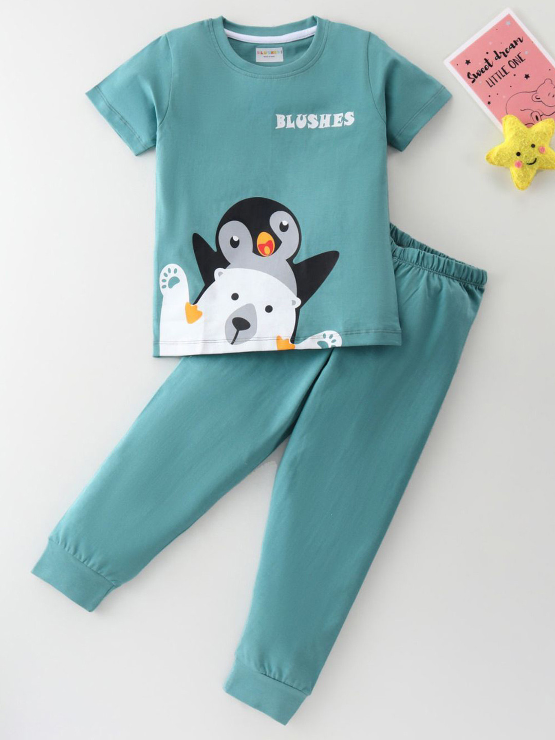 

BLUSHES Unisex Kids T-shirt with Pyjamas, Green