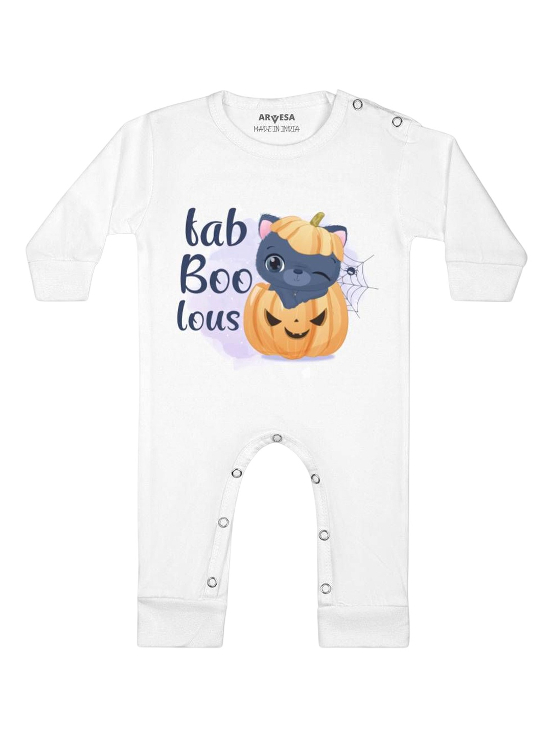 

Arvesa First Halloween Printed Baby Romper, White