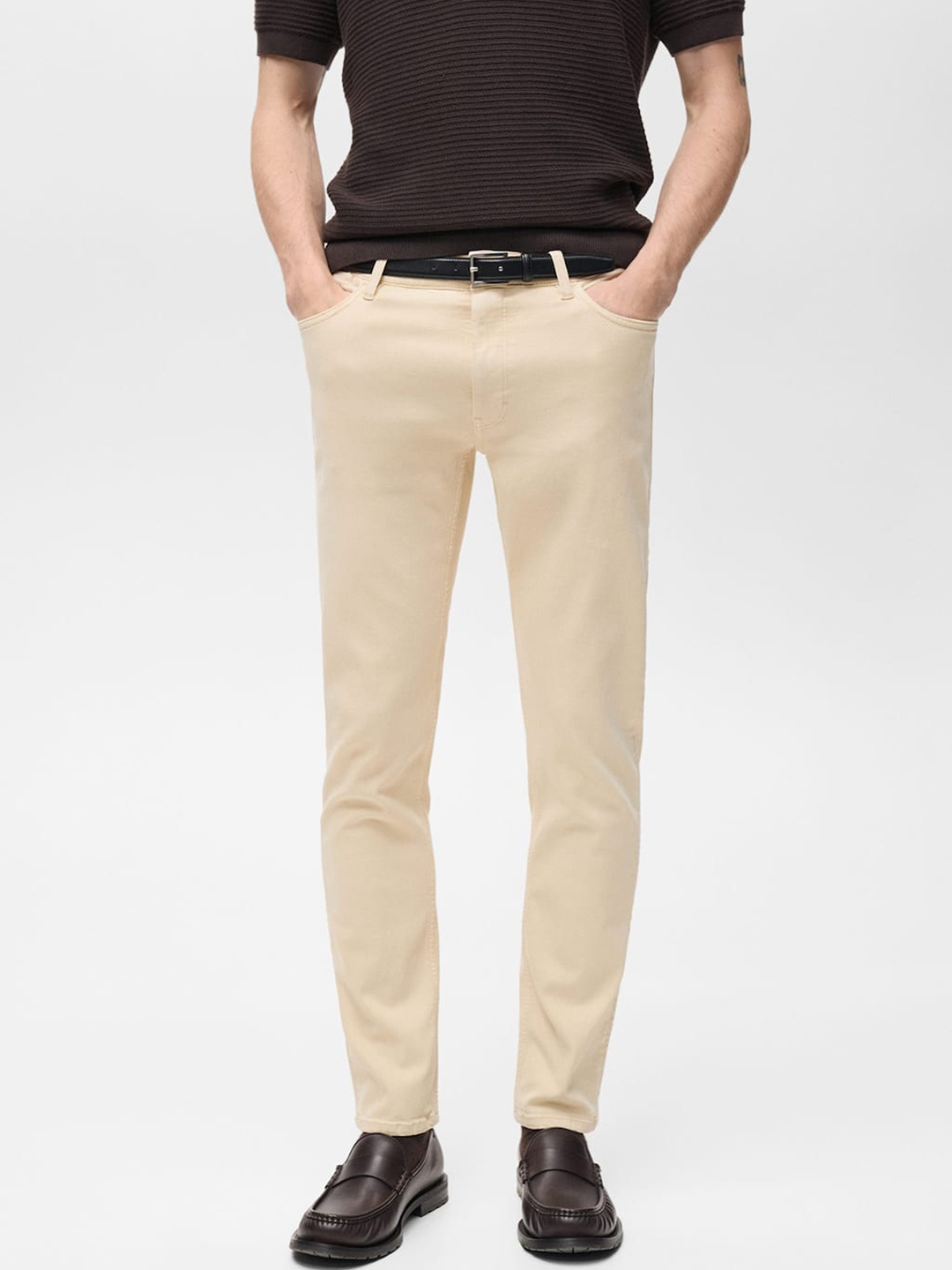 

MANGO MAN Men Stretchable Jeans, Beige