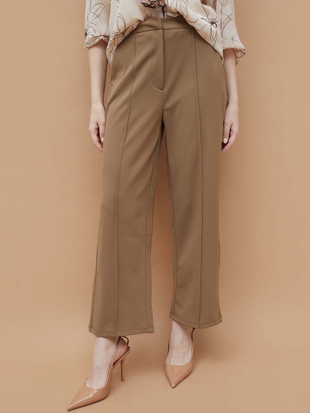 

CODE by Lifestyle Women High-Rise Trousers, Brown