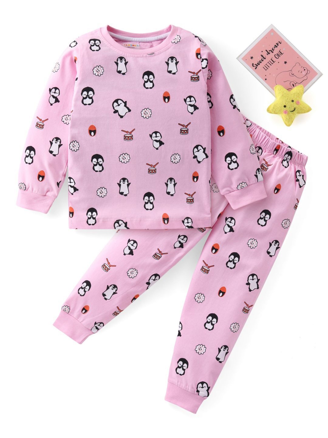 

BLUSHES Unisex Kids Printed T-shirt with Pyjamas, Pink