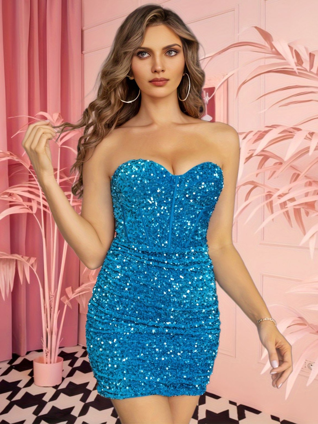

JC Mode Print Bodycon Dress, Blue