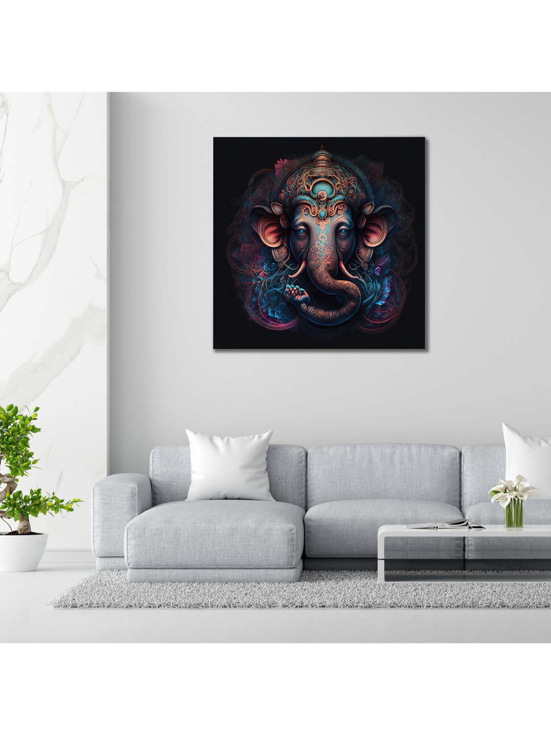 

CVANU Blue & Black Ganesh Canvas Painting Wall Art