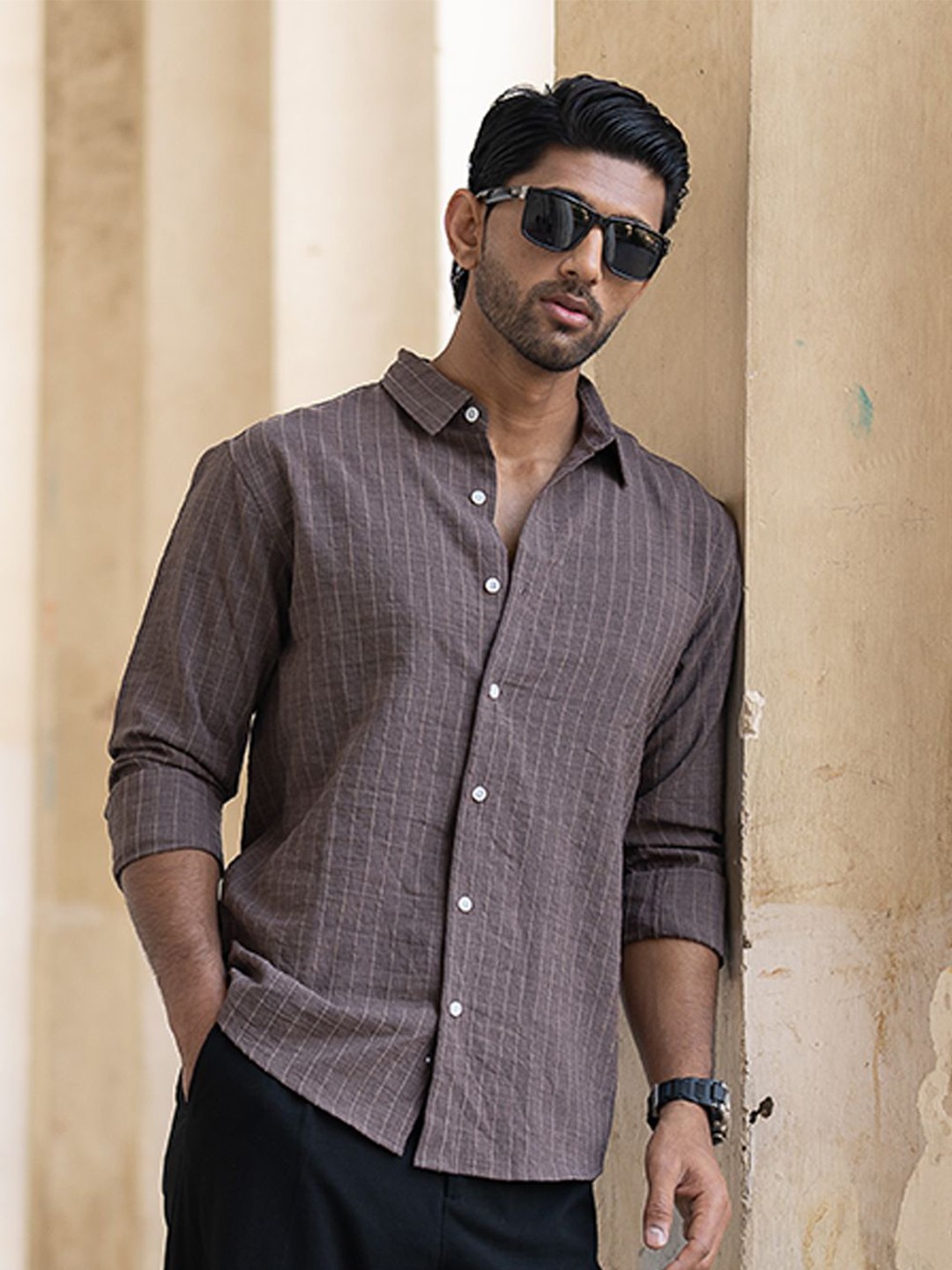 

Powerlook Men Opaque Casual Shirt, Brown