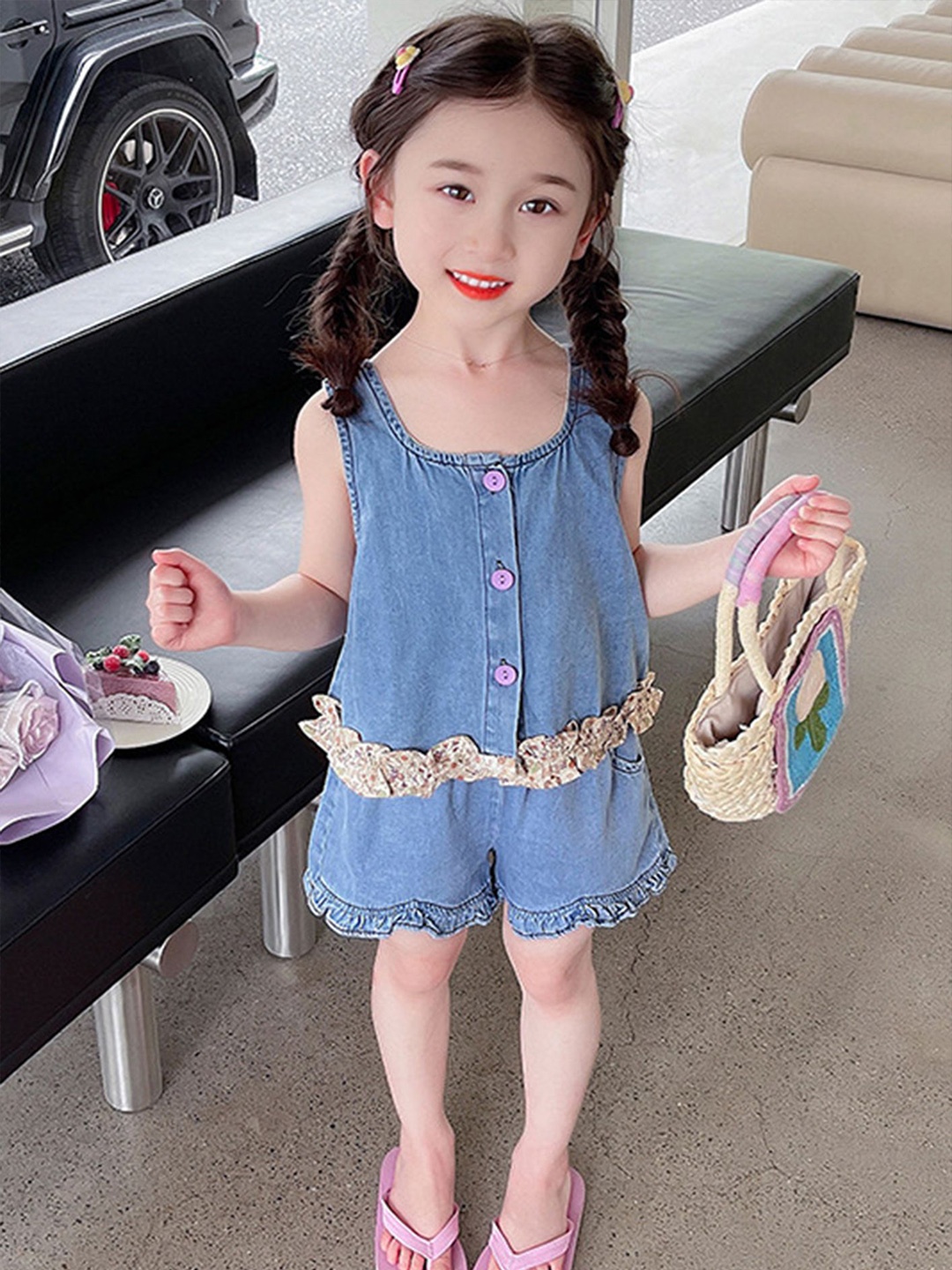 

LULU & SKY Girls Top with Shorts, Blue