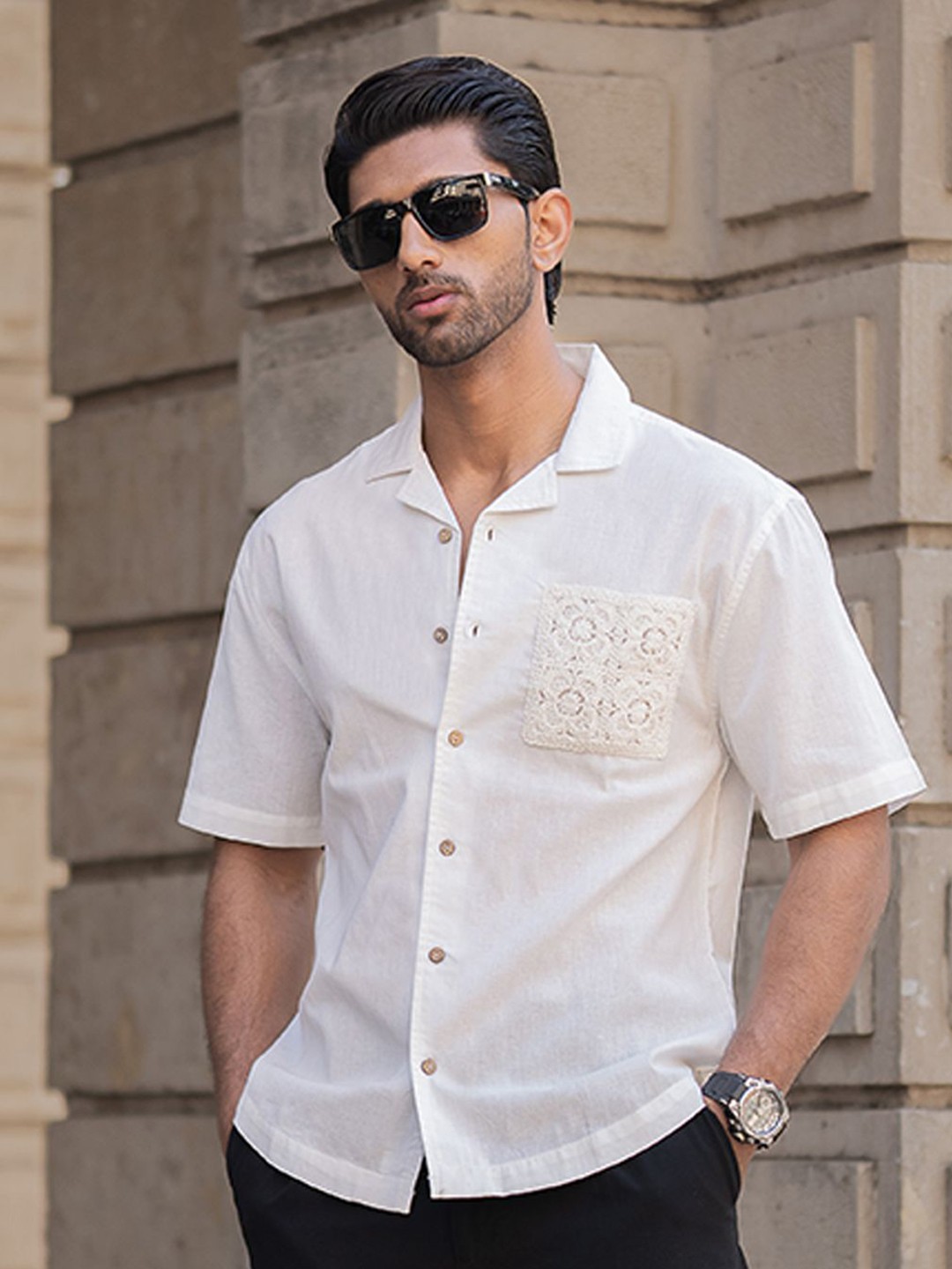 

Powerlook Men Opaque Casual Shirt, Off white