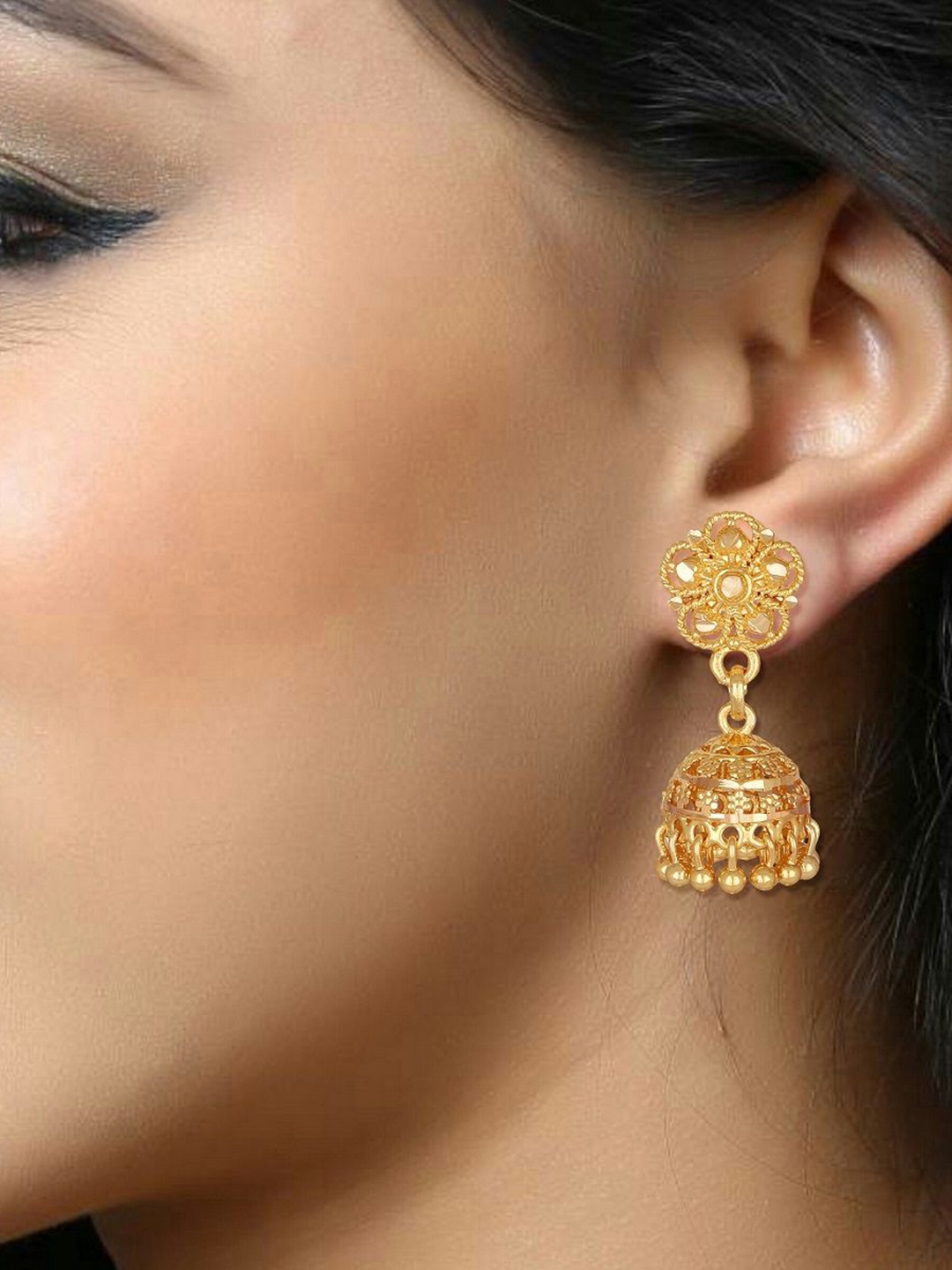 

DIVASTRI Gold-Plated Dome Shaped Jhumkas