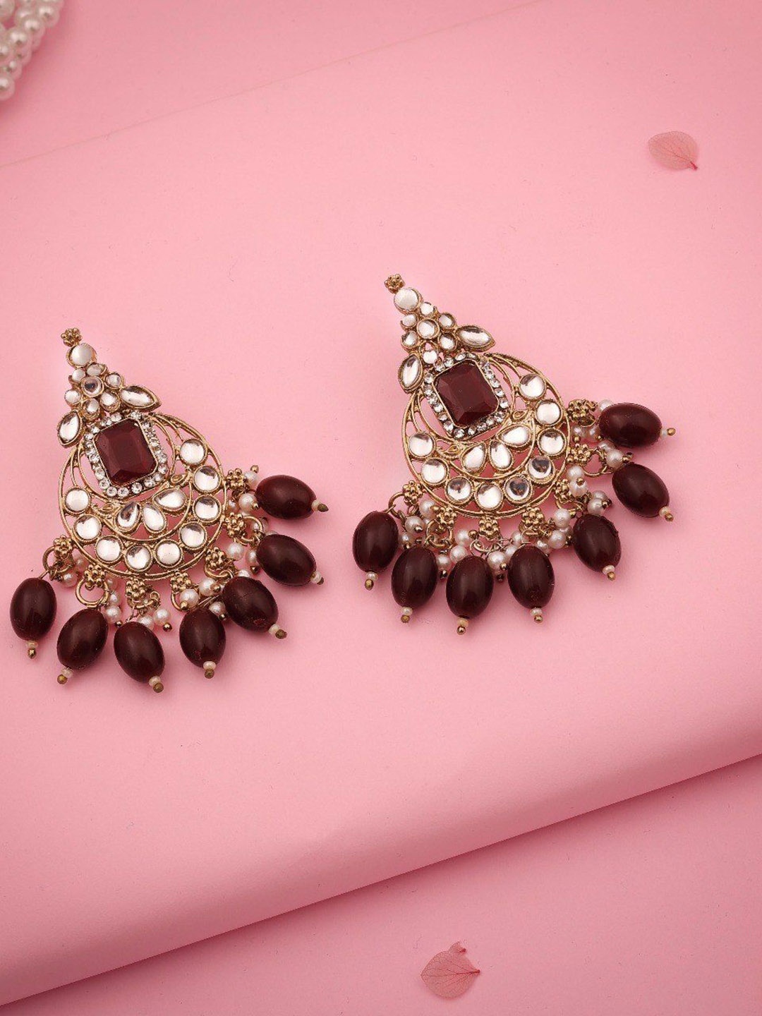 

Anouk Gold Plated Artificial Beads Contemporary Jhumkas