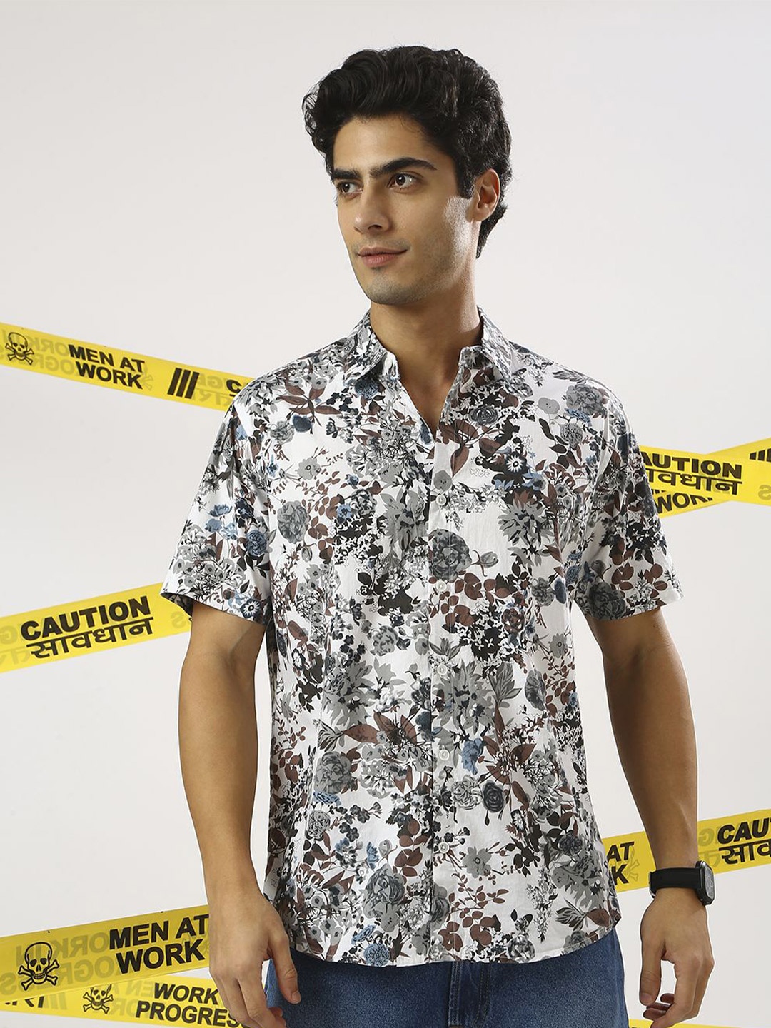 

THE BEETEL HOUSE Men Slim Fit Opaque Printed Casual Shirt, Brown
