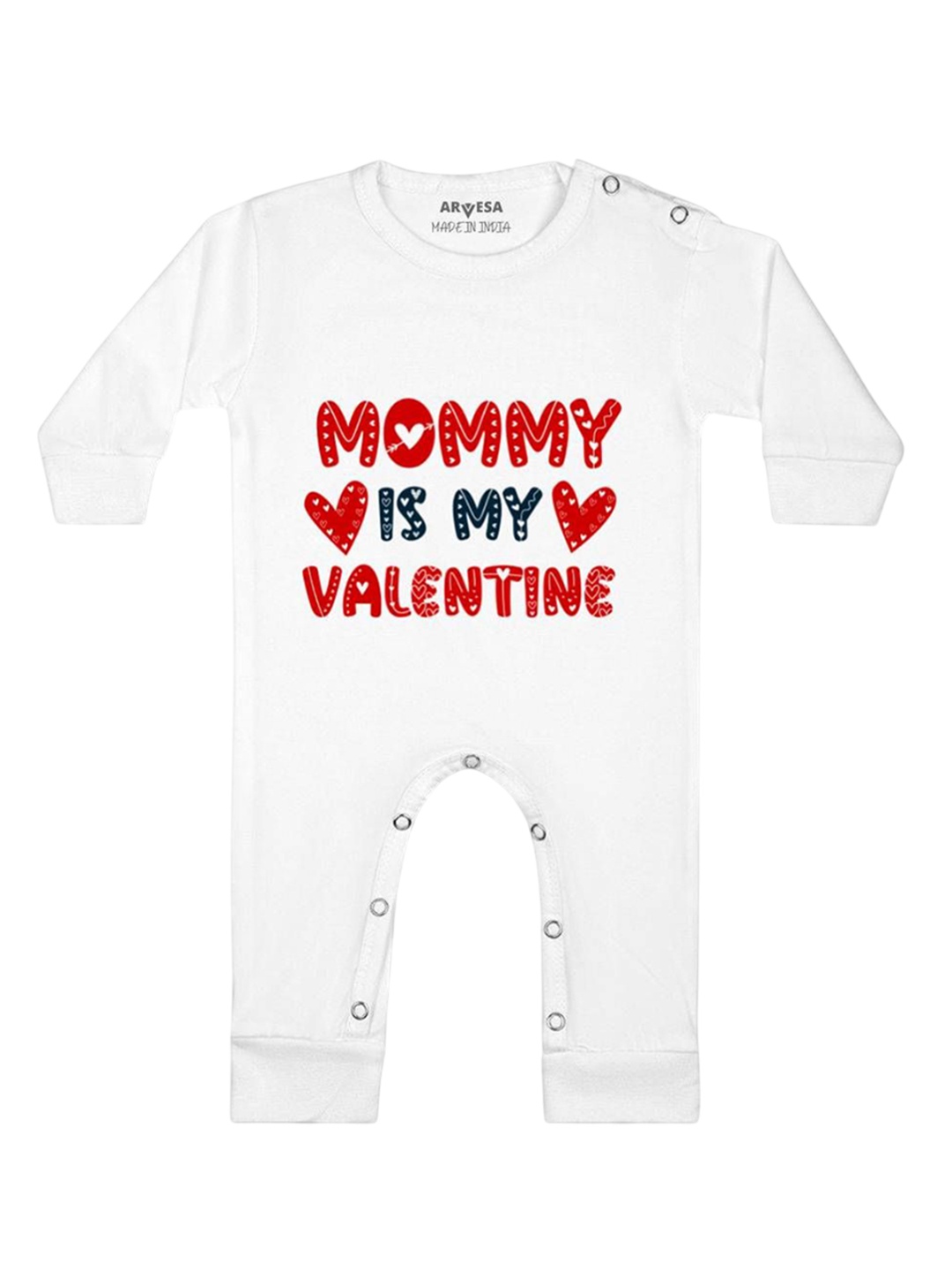 

Arvesa Mom Is My Valentine Printed Baby Romper, White