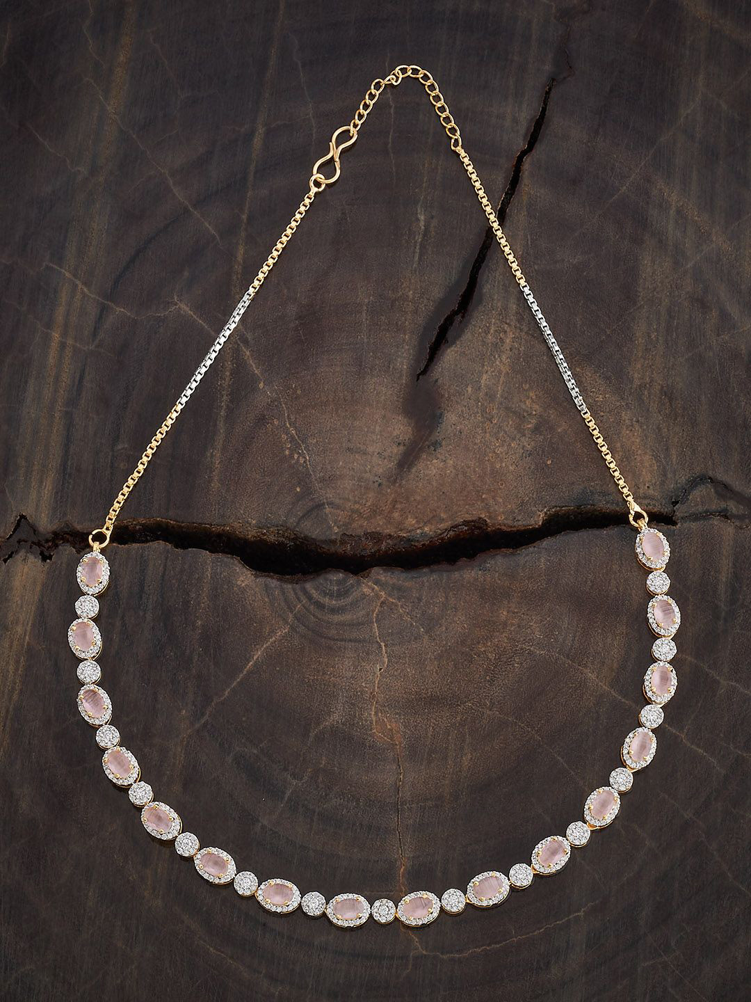 

Kushal's Fashion Jewellery Rhodium Gold-Plated CZ Studded Necklace