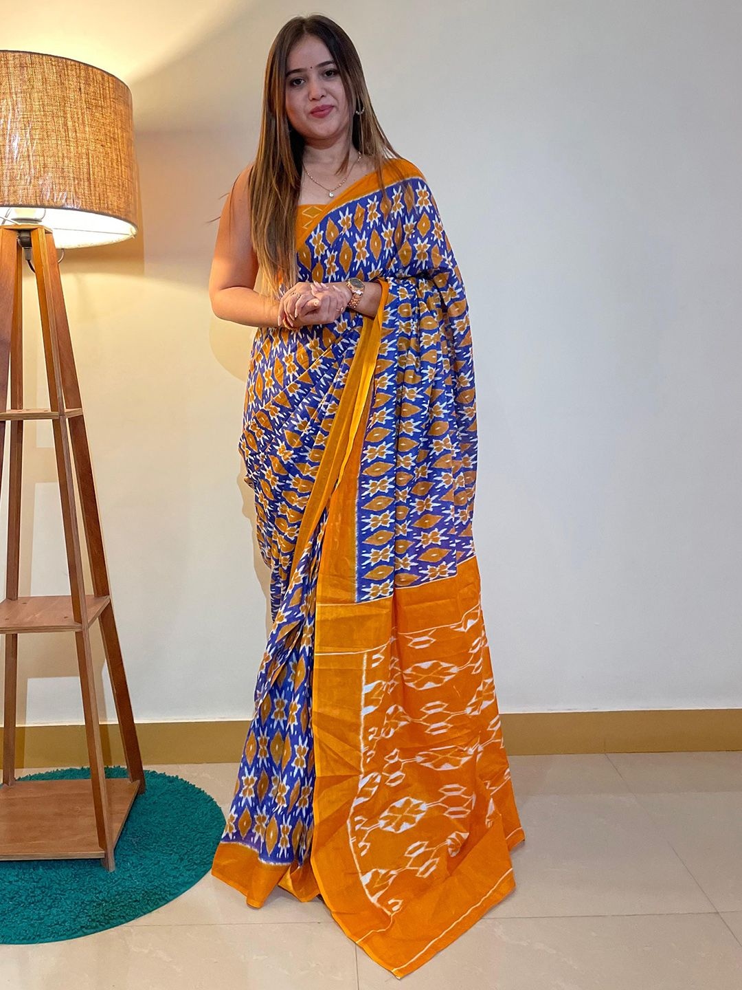 

Anouk Rustic Ikat Saree, Blue