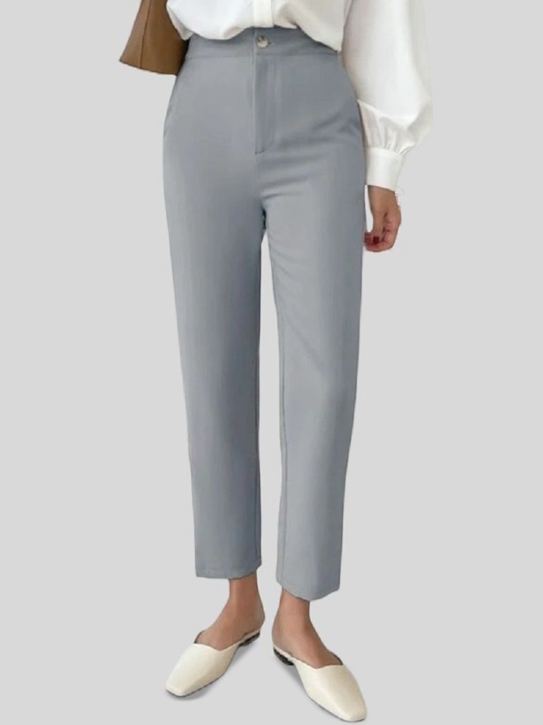 

FNOCKS Women High-Rise Skinny Fit Chinos, Grey