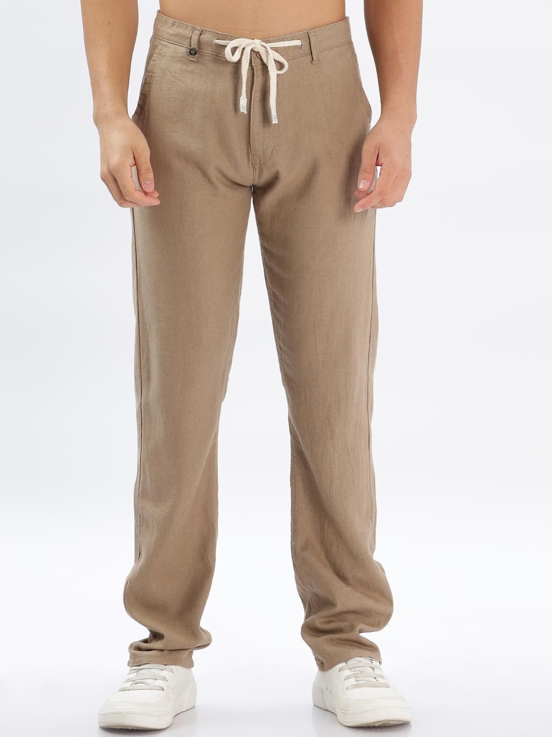 

COLOR HUNT Men Smart Tapered Fit Easy Wash Trousers, Brown