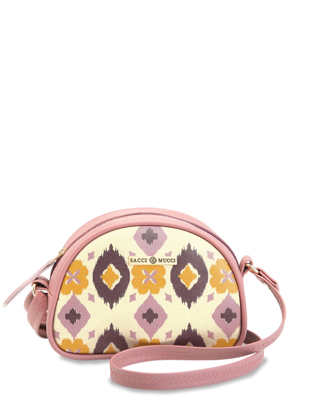 

Sacci Mucci Floral Printed Sling Bag with Applique, Pink