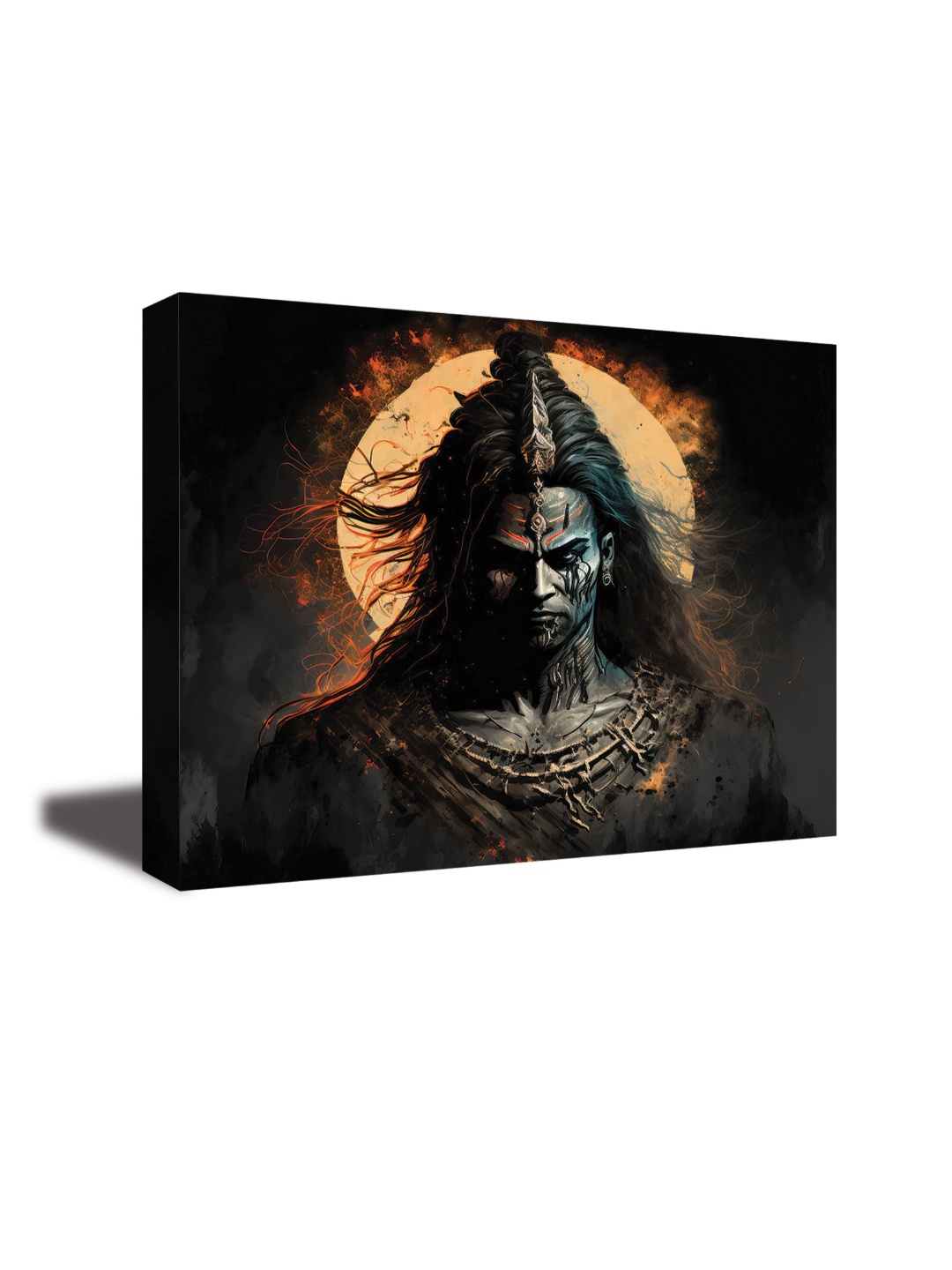 

CVANU Grey & Orange Religious Canvas Wall Paintings