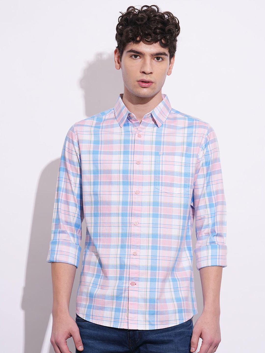 

Being Human Men Classic Opaque Checked Casual Shirt, Blue