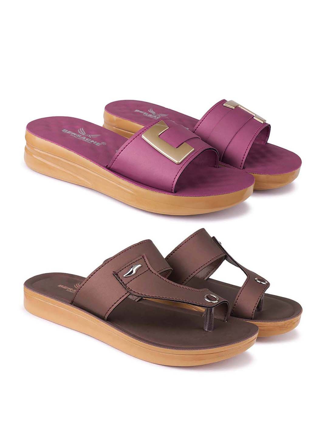 

BERSACHE Women Open Toe Flats, Purple