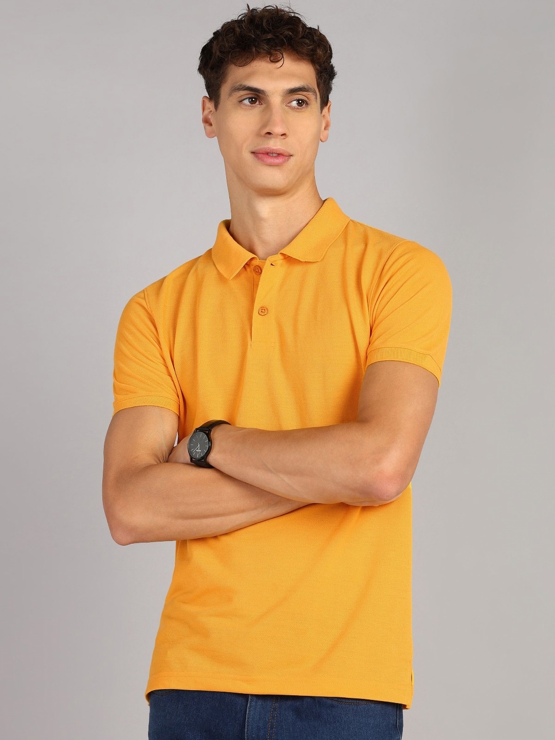 

XFOX Men Polo Collar T-shirt, Gold