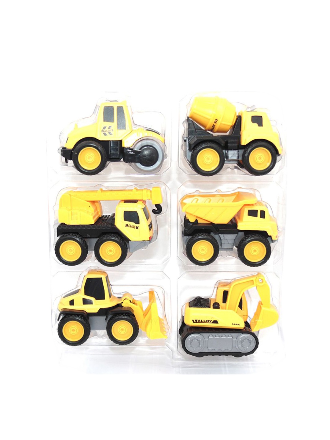 

UKAXA Kids Set Of 6 Oil Tank Dump Truck Hydraulic Bulldozer Toy Vehicle, Yellow
