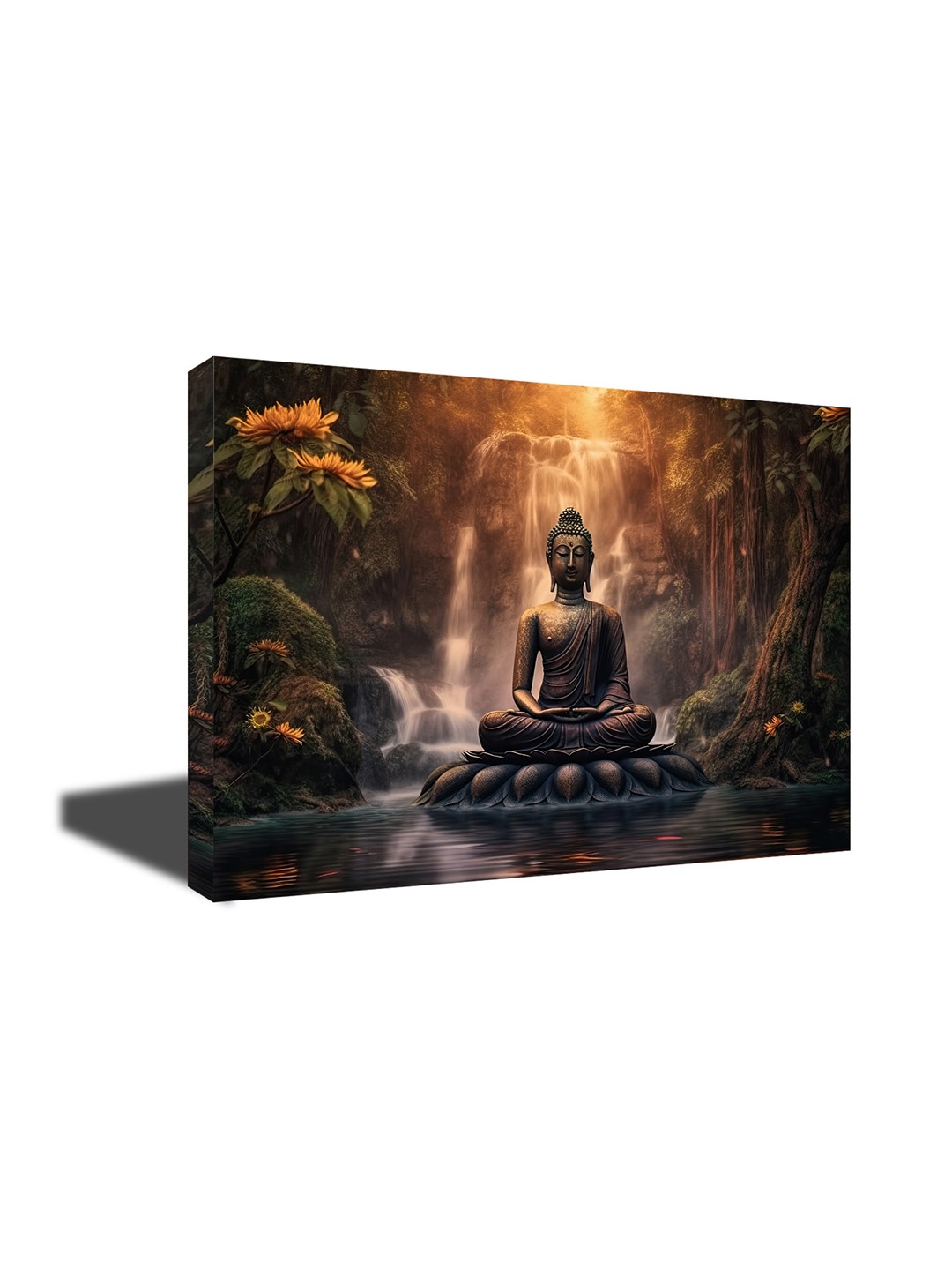 

CVANU Black & Orange Buddha Canvas Painting Wall Art