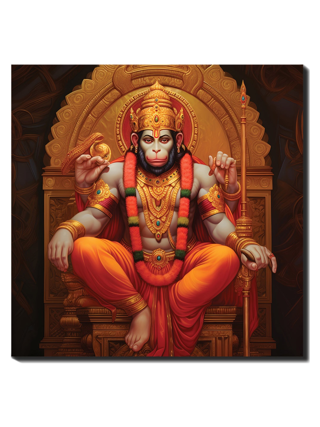 

CVANU Gold toned & Blue Canvas Religious Painting wall Art