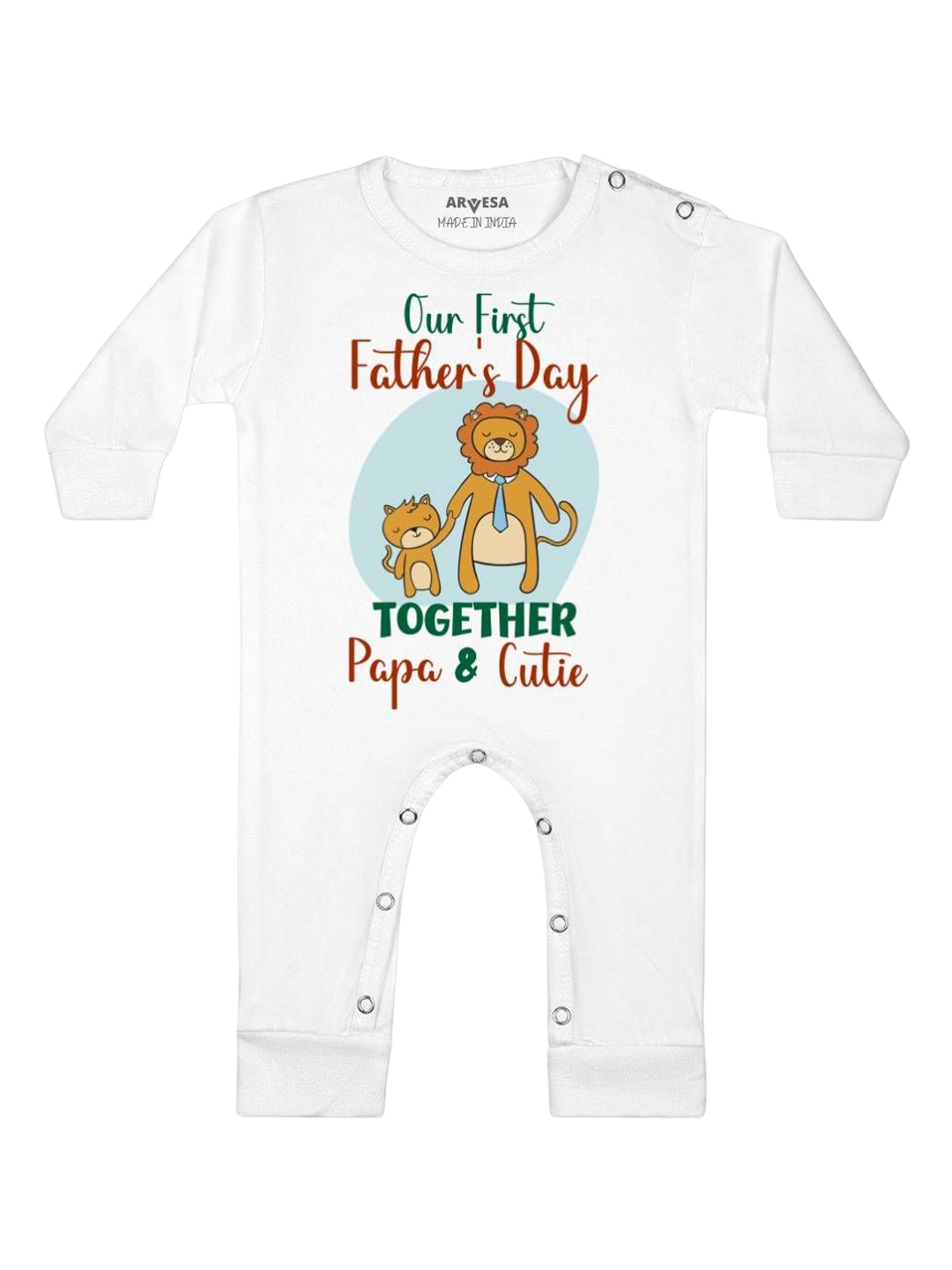 

Arvesa Happy Father Days Printed Baby Romper, White