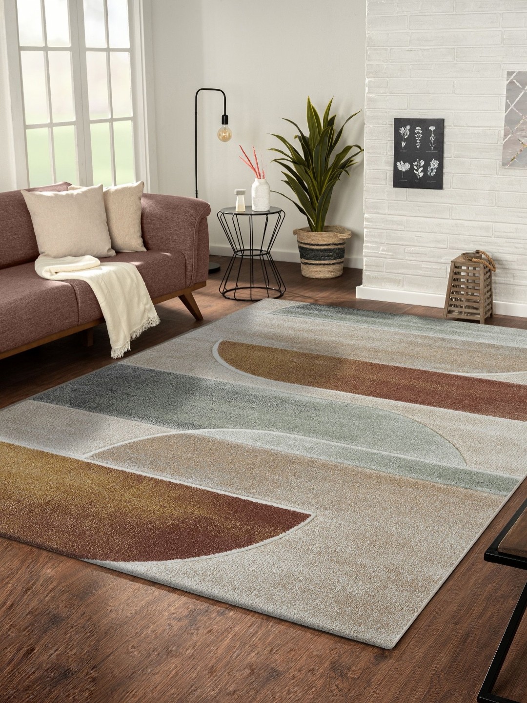 

OBSESSIONS Rust Abstract Anti-Skid Polypropylene Carpet