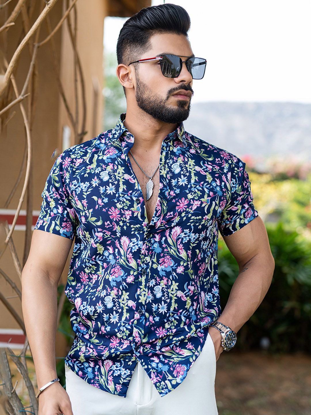 

Tistabene Men Floral Opaque Printed Casual Shirt, Blue