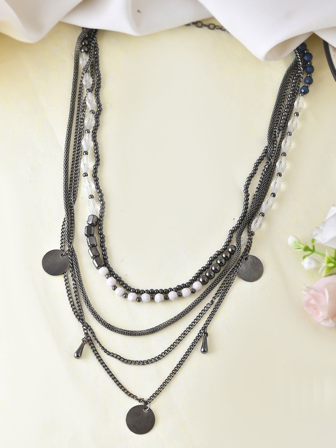 

RICHEERA Silver-Plated Artificial Beaded Necklace